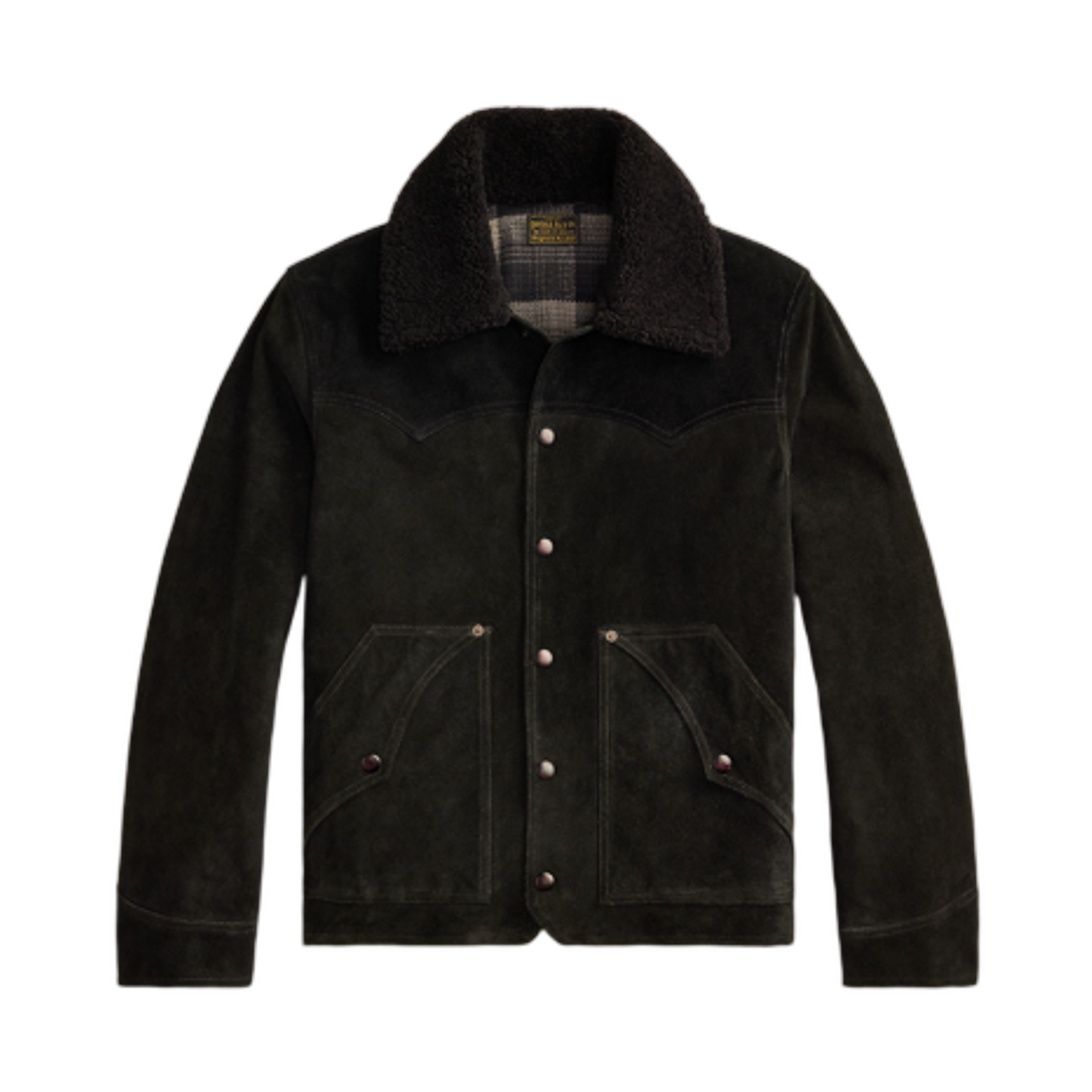 더블알엘 시어링 칼라 스웨이드 웨스턴 자켓 빈티지 블랙(Double RL Shearling Collar Suede Western Jacket Vintage Black) - 1
