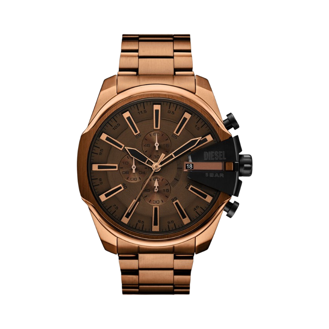 디젤 Dz4697 메가 치프 슬림 크로노그래프 쿼츠 48mm 스테인리스 스틸 브라운(Diesel Dz4697 Mega Chief Slim Chronograph Quartz 48mm Stainless Steel Brown)