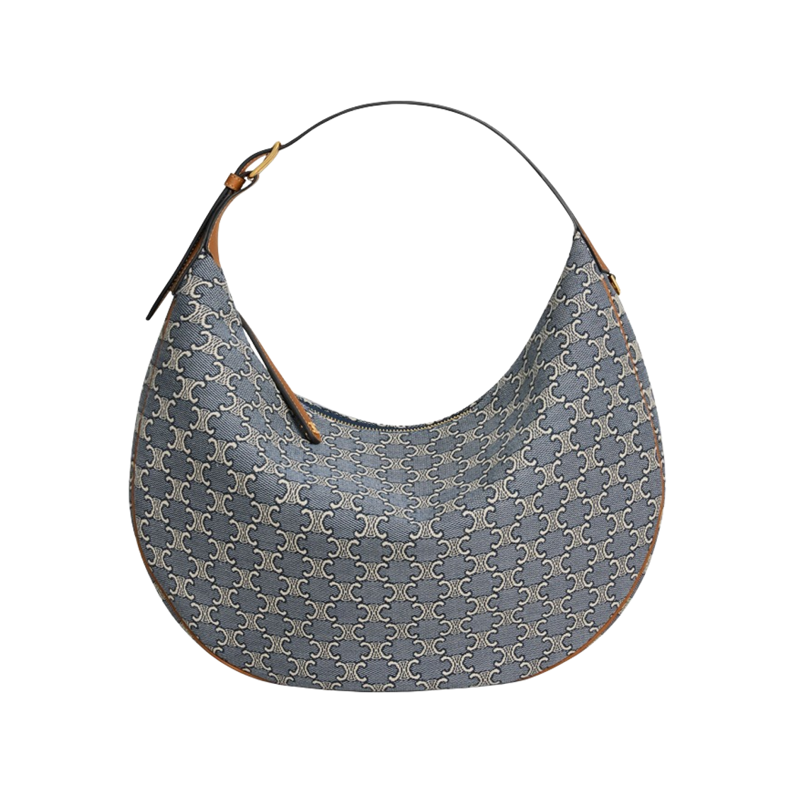 123132U28-07PM Celine Large Lulu in Triomphe Jacquard and Calfskin Navy Ecru