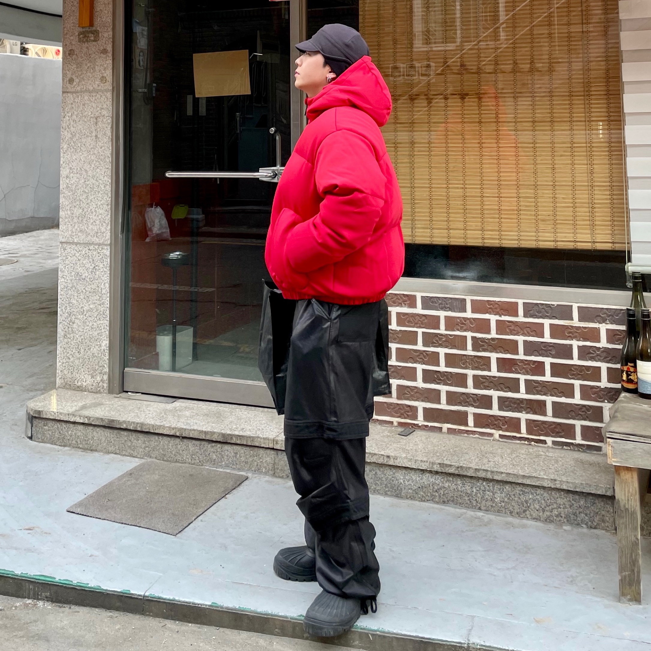 Sansan Gear Fleece Cap Charcoal 착용 스타일 - 2