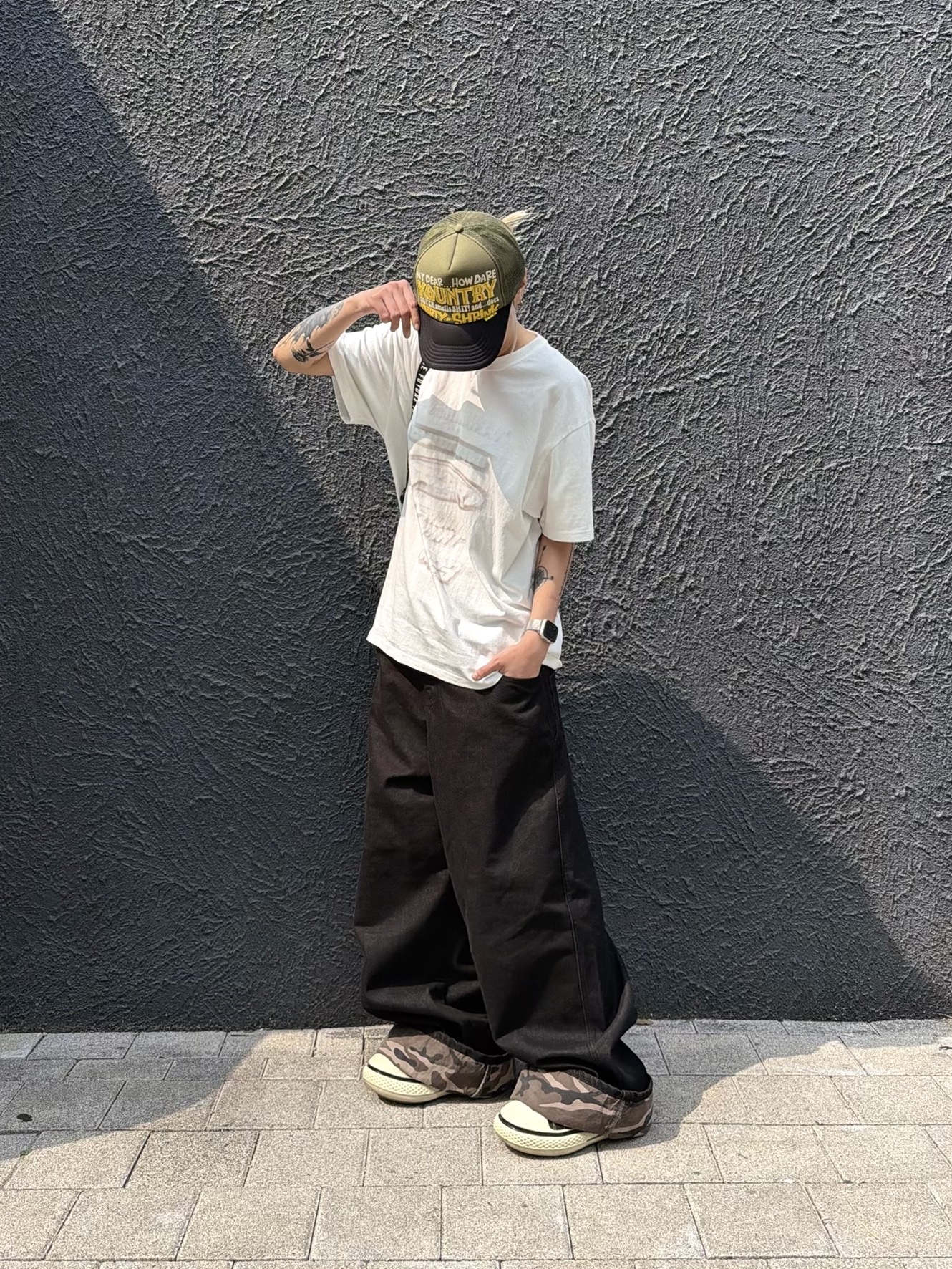 Kapital Kountry Kounter Kulture Trucker Cap Black Blue 착용 스타일 - 1