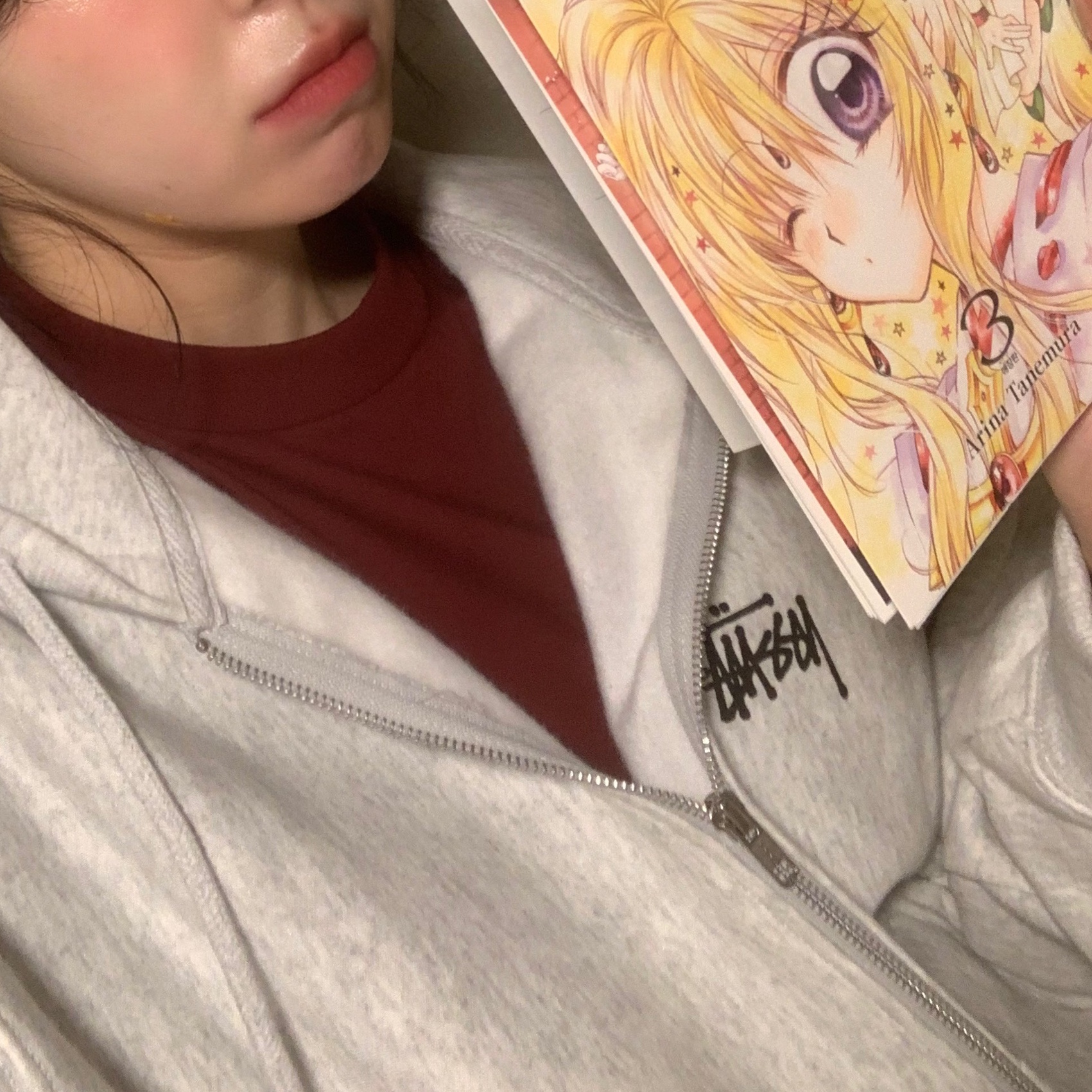 Stussy Basic Stussy Zip Hoodie Ash Heather, Carhartt WIP S/S American Script T-Shirt Rondo 착용 스타일 - 3