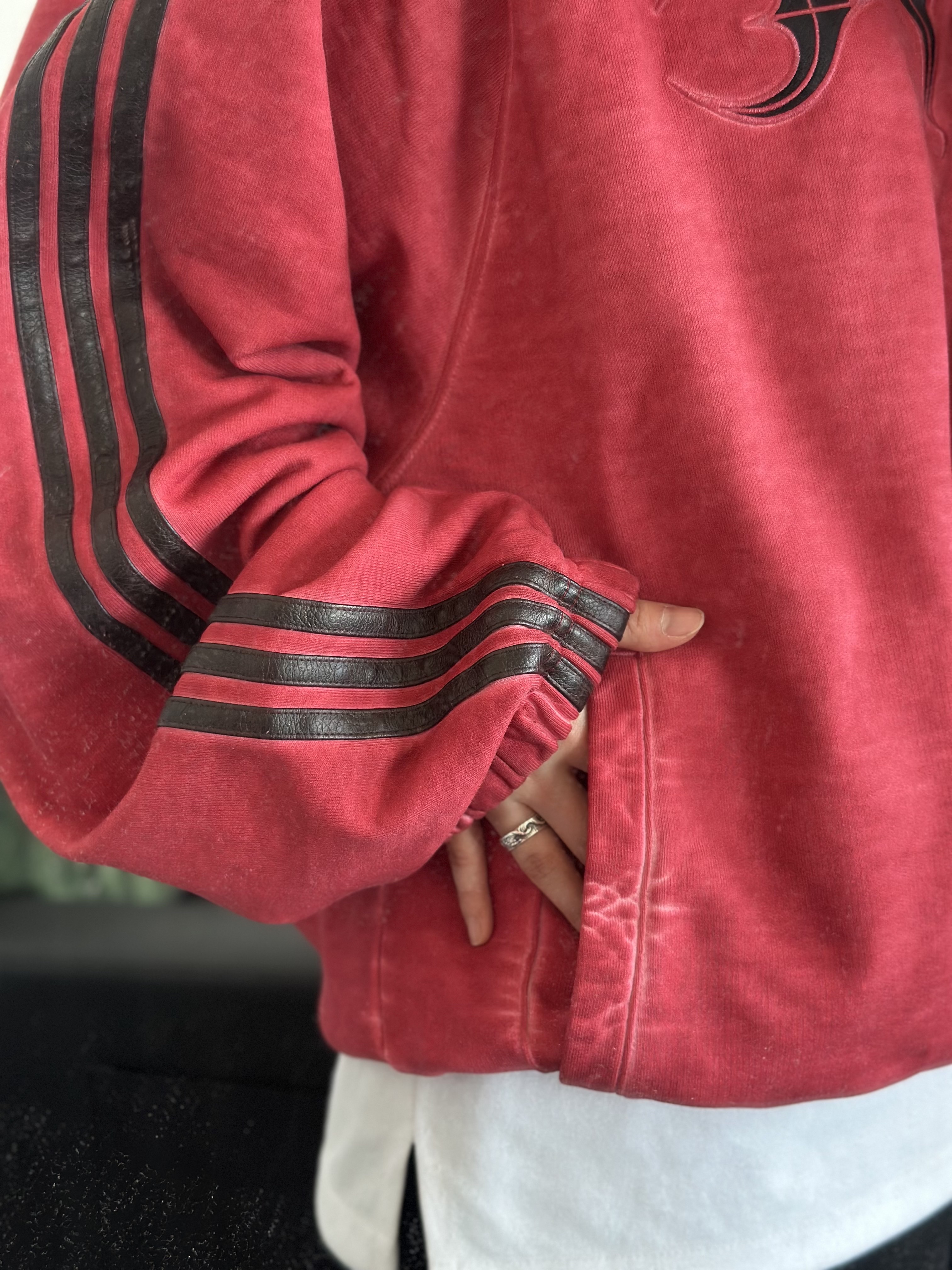 Adidas x Thug Club Sweat Hoodie Power Red - KR Sizing 착용 스타일 - 5