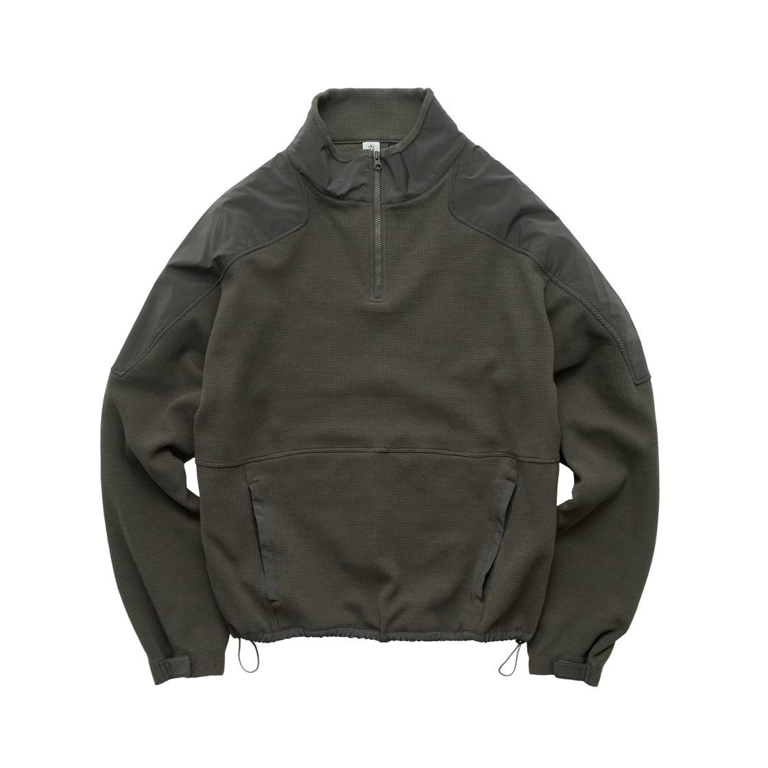 폴리테루 코만도 하프 집 스웨트 카키(Polyteru Commando Half Zip Sweat Khaki)