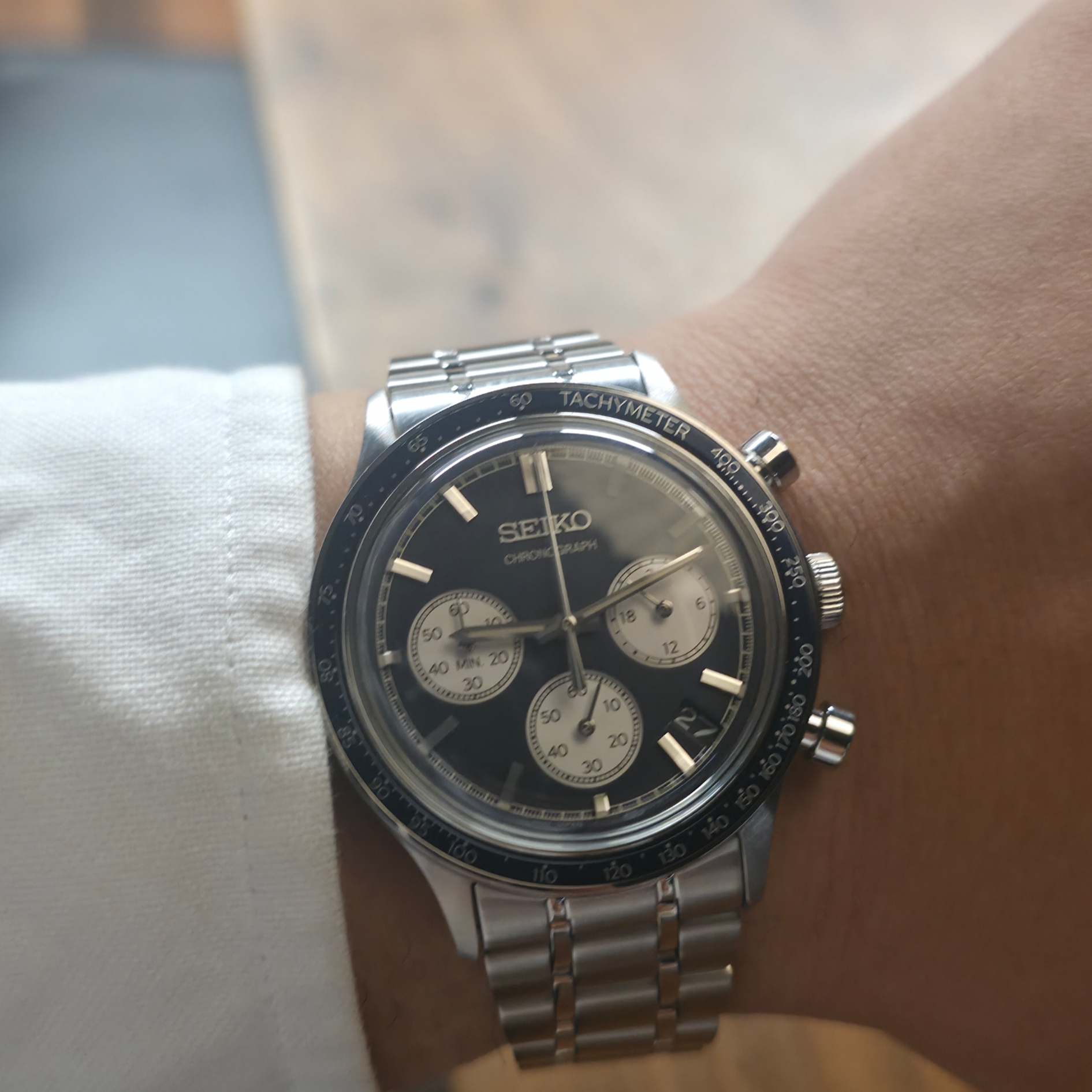 Seiko SSB477 38.7mm Stainless Steel Dark Blue 착용 스타일