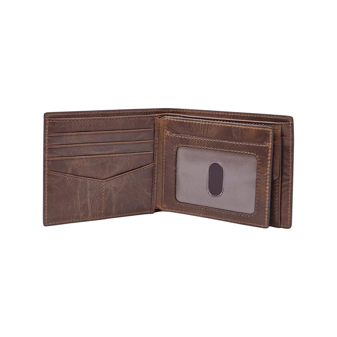 파슬 데릭 RFID 라지 코인 포켓 반지갑 다크 브라운(Fossil Derrick RFID Large Coin Pocket Bifold Wallet Dark Brown) - 2