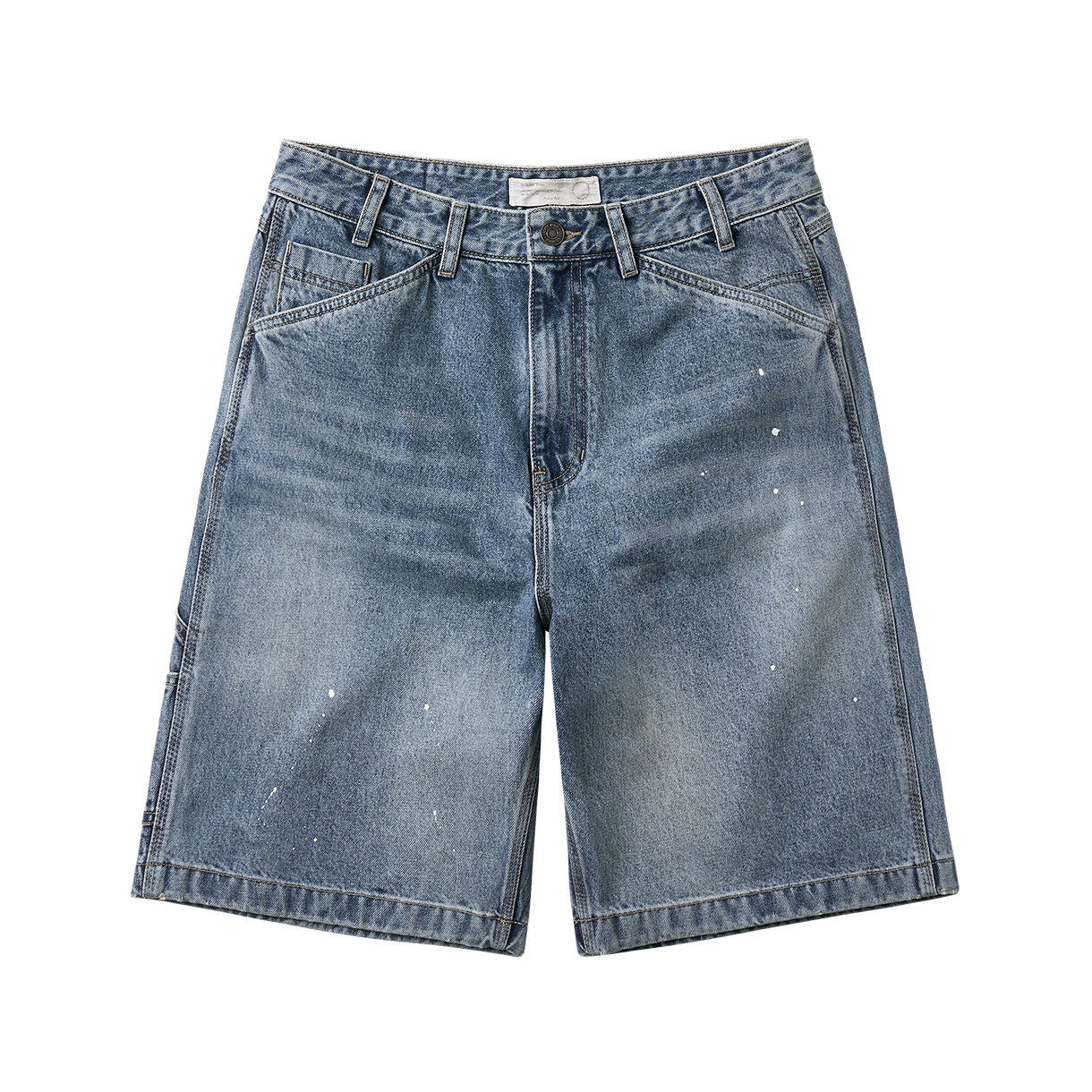 조우 에이징 스플래터 카펜터 데님 쇼츠 워시드 블루(CHOWOO Aged Splatter Carpenter Denim Shorts Washed Blue)