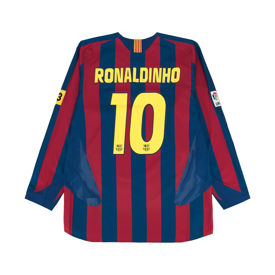 나이키 호나우지뉴 FC 바르셀로나 2005/06 레트로 사커 레플리카 롱슬리브 저지 (HQ1462-471) (마킹 버전)(Nike Ronaldinho FC Barcelona 2005/06 Retro Soccer Replica Long-Sleeve Jersey (HQ1462-471) (Marking Ver.)) - 2