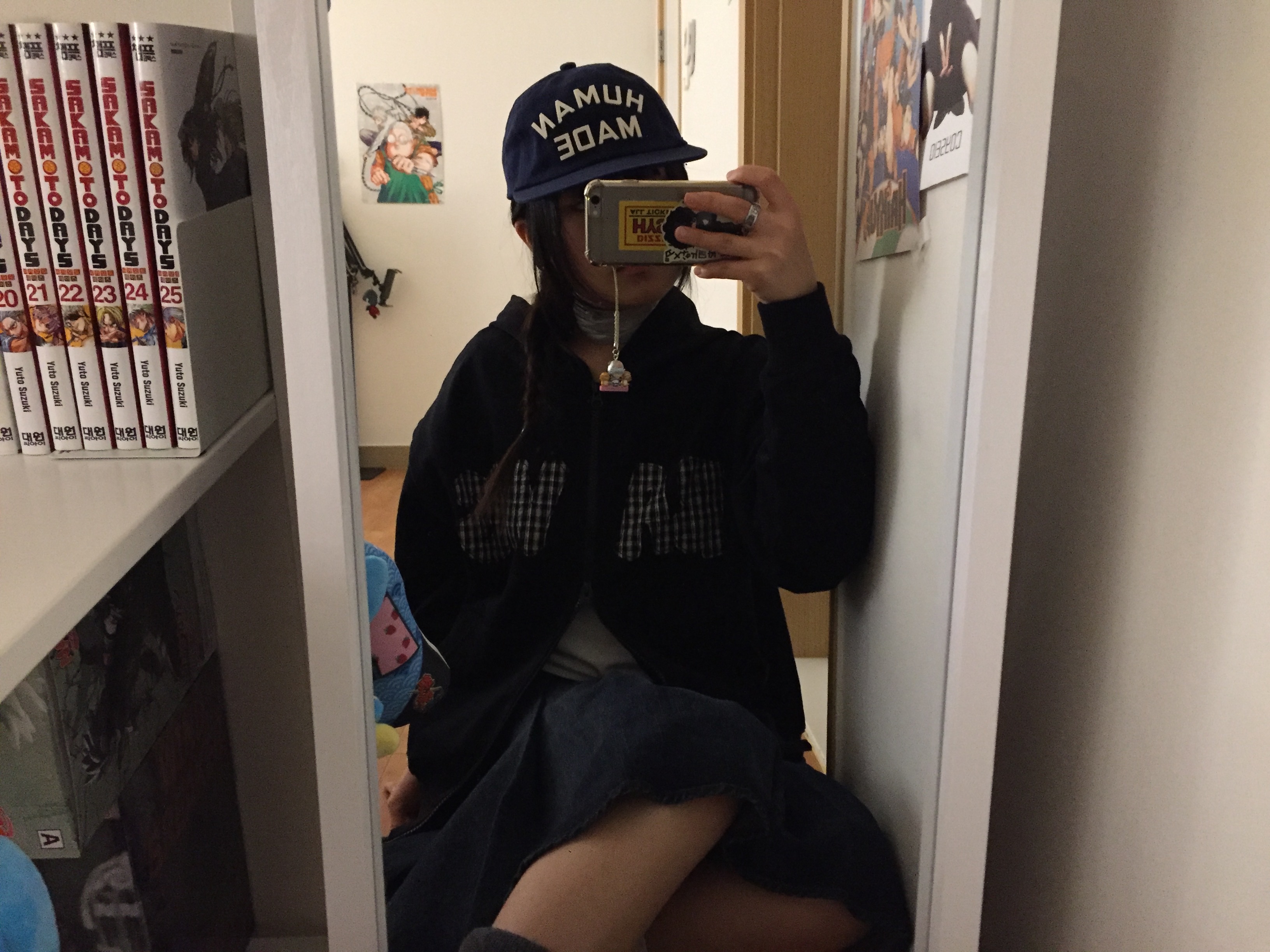 Human Made Baseball Cap Navy, COYSEIO Star Scarf Light Green 착용 스타일 - 1