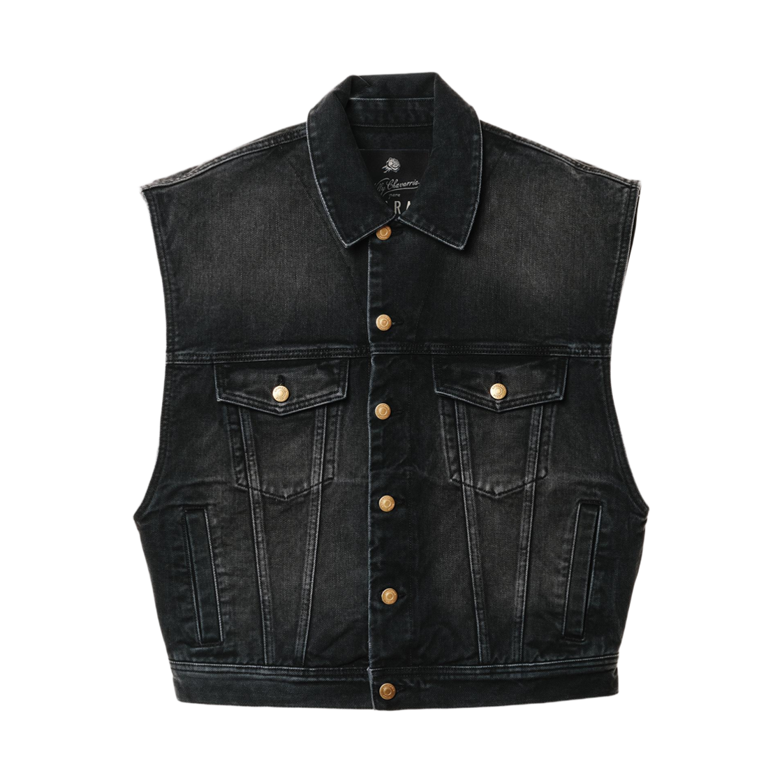 자라 x 윌리 차바리아 박시 핏 데님 웨이스트코트 블랙(Zara x Willy Chavarria Boxy Fit Denim Waistcoat Black) - 1