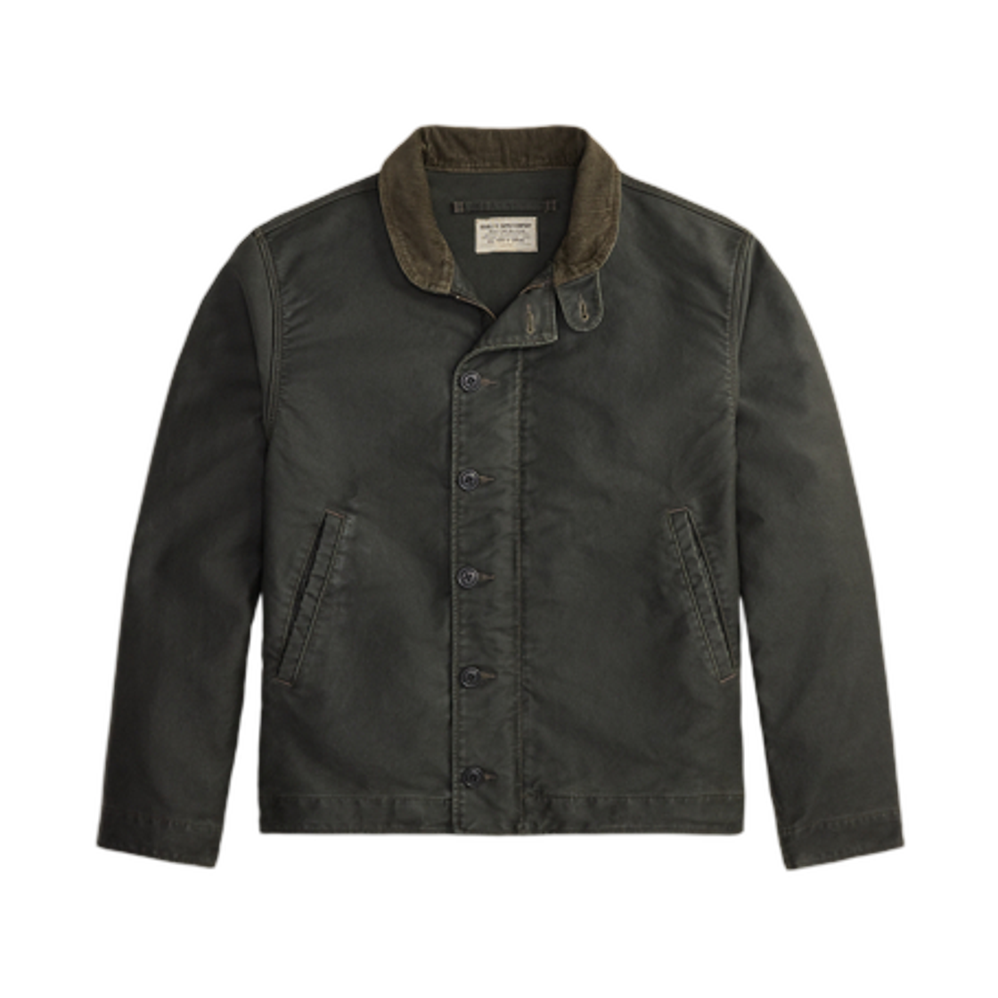 더블알엘 코듀로이 칼라 코튼 덱 자켓 빈티지 블랙(Double RL Corduroy Collar Cotton Deck Jacket Vintage Black) - 1
