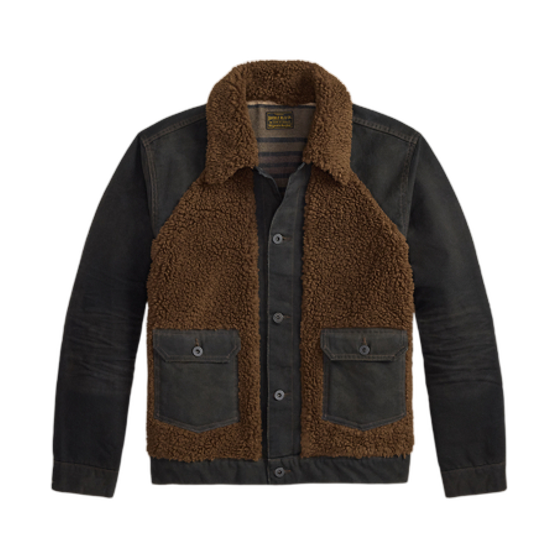 더블알엘 플리스 패널 캔버스 자켓 빈티지 블랙 브라운(Double RL Fleece Panel Canvas Jacket Vintage Black Brown)