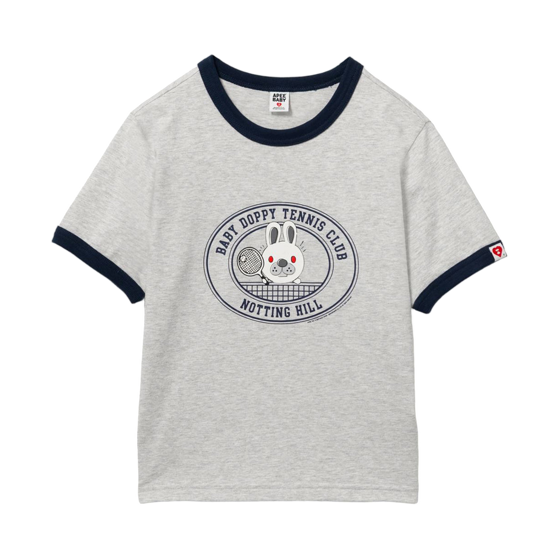 (W) 베이프 베이비 도피 프린티드 링거 크롭 티셔츠 그레이((W) BAPE Baby Doppy Printed Ringer Crop T-Shirt Gray) - 1