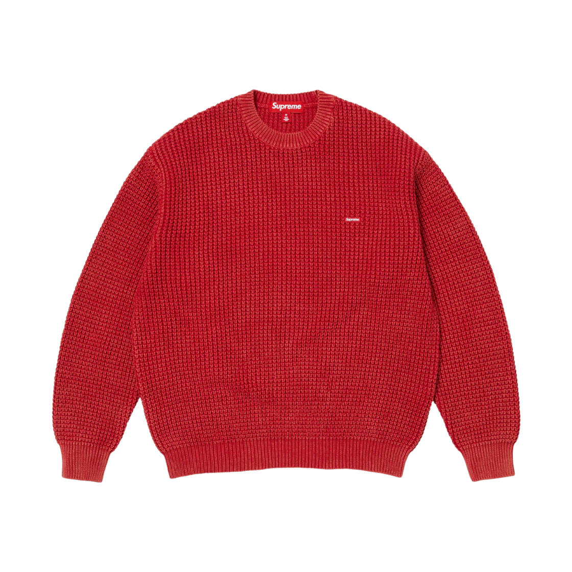 - Supreme Washed Small Box Waffle Sweater Red - 26SS