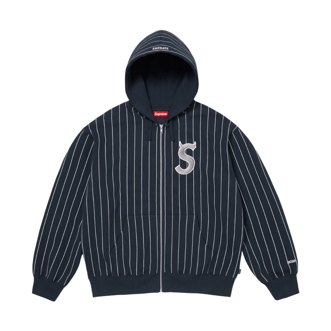 슈프림 데빌 S 로고 집업 후드 스웨트셔츠 스트라이프 - 26SS(Supreme Devil S Logo Zip Up Hooded Sweatshirt Stripe - 26SS)
