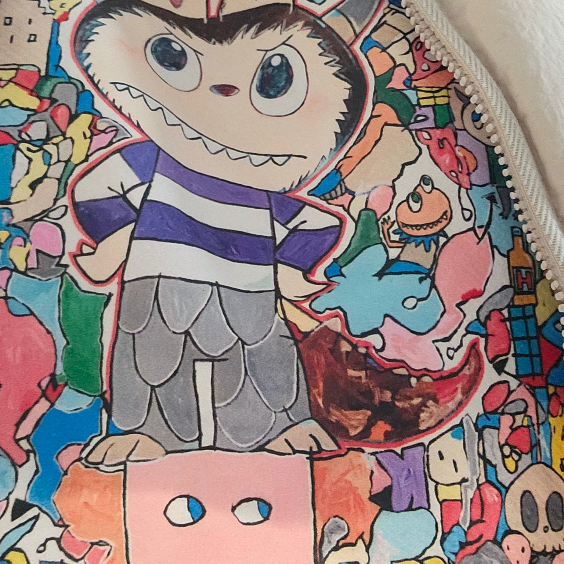(Kids) Uniqlo x Pop Mart Sweatshirt C Black - KR, Human Made Backpack Orange 착용 스타일 - 3