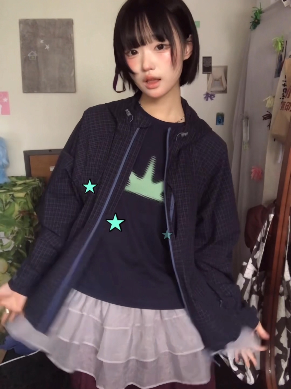 [더블적립] sunlovetour 2Way Hooded Jacket Charcoal, [더블적립] sunlovetour W Daybreak Tee Navy 착용 스타일 - 2