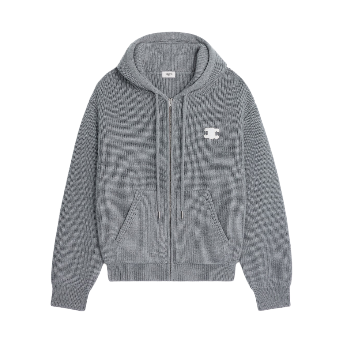 W) 셀린느 라나 콘 카푸치오 가디건 그리지오 메디오((W) Celine Lana Con Cappuccio Cardigan Grigio Medio) - 1