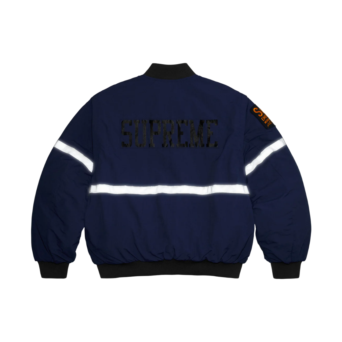 슈프림 집 오프 슬리브 리플렉티브 스트라이프 자켓 네이비 - 26SS(Supreme Zip-Off Sleeve Reflective Stripe Jacket Navy - 26SS) - 4
