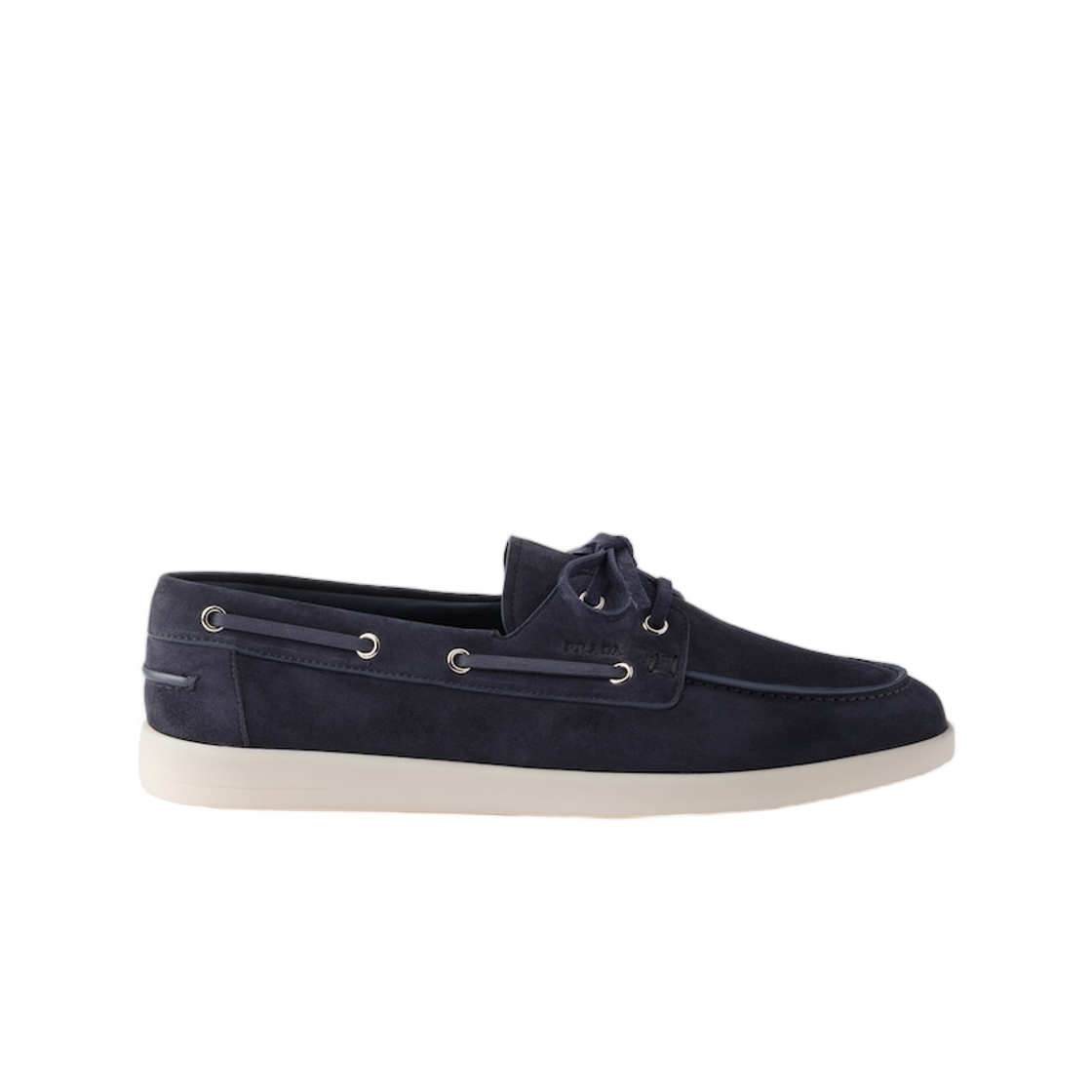 2EG503-103-F0008 Prada Suede Boat Shoes with Laces Navy
