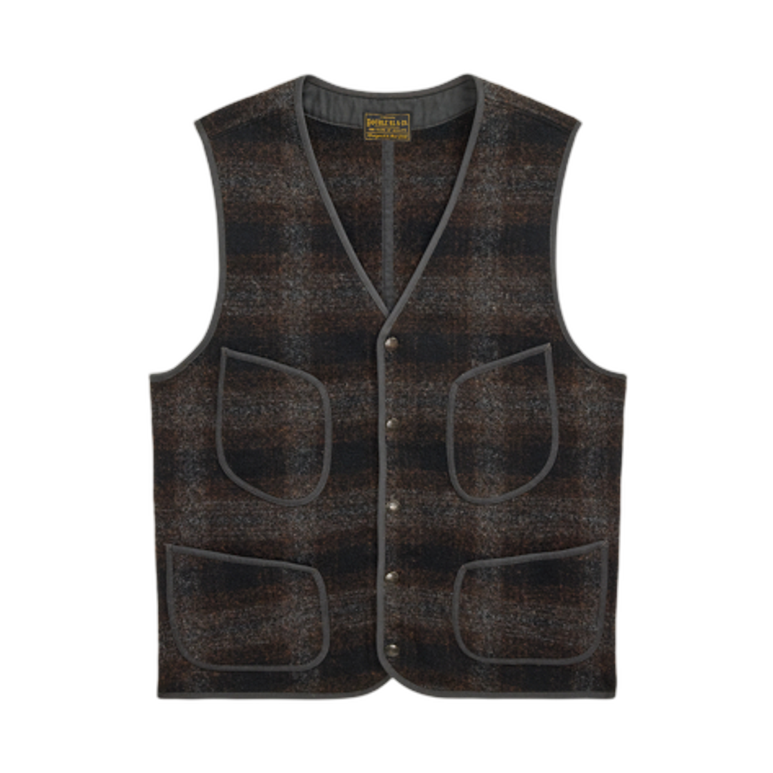 더블알엘 플레이드 울 코튼 베스트 브라운 멀티(Double RL Plaid Wool Cotton Vest Brown Multi)