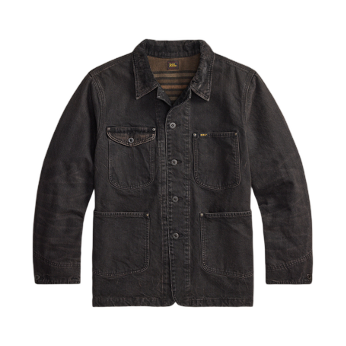 더블알엘 코듀로이 칼라 데님 자켓 블랙(Double RL Corduroy Collar Denim Jacket Black)