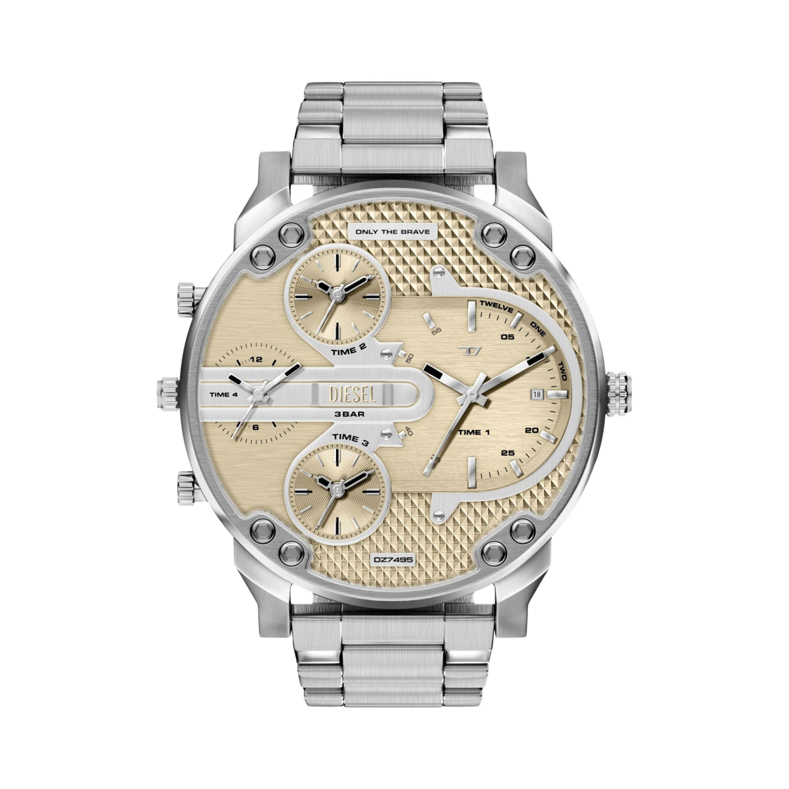 디젤 Dz7495 미스터 대디 쿼츠 54mm 스테인리스 스틸 실버(Diesel Dz7495 Mr. Daddy Quartz 54mm Stainless Steel Silver)