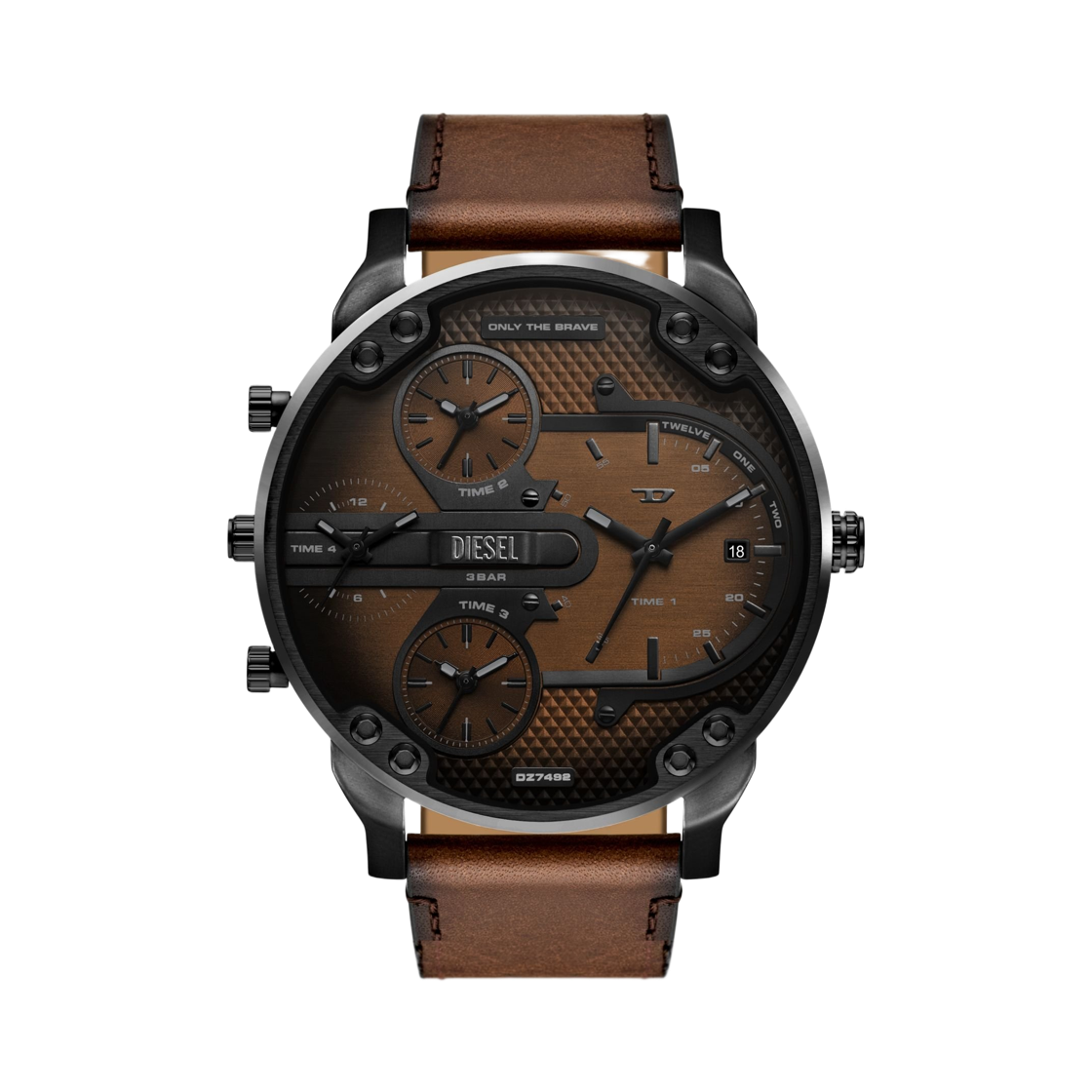 디젤 Dz7492 미스터 대디 쿼츠 54mm 레더 블랙 브라운(Diesel Dz7492 Mr. Daddy Quartz 54mm Leather Black Brown)