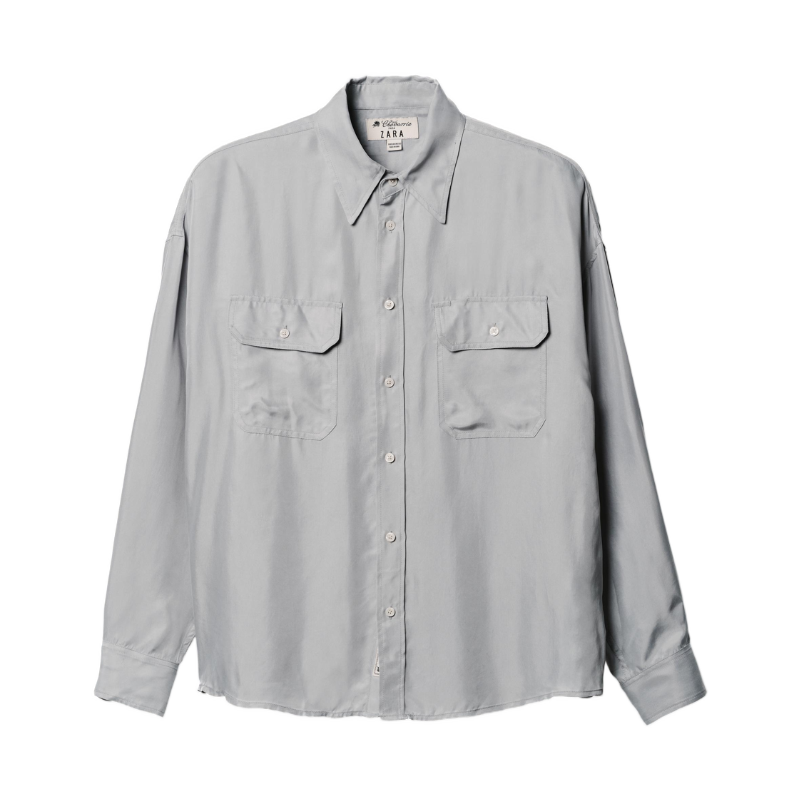 1437/801/428 Zara x Willy Chavarria Fluid Cupro  Viscose Shirt Faded Blue
