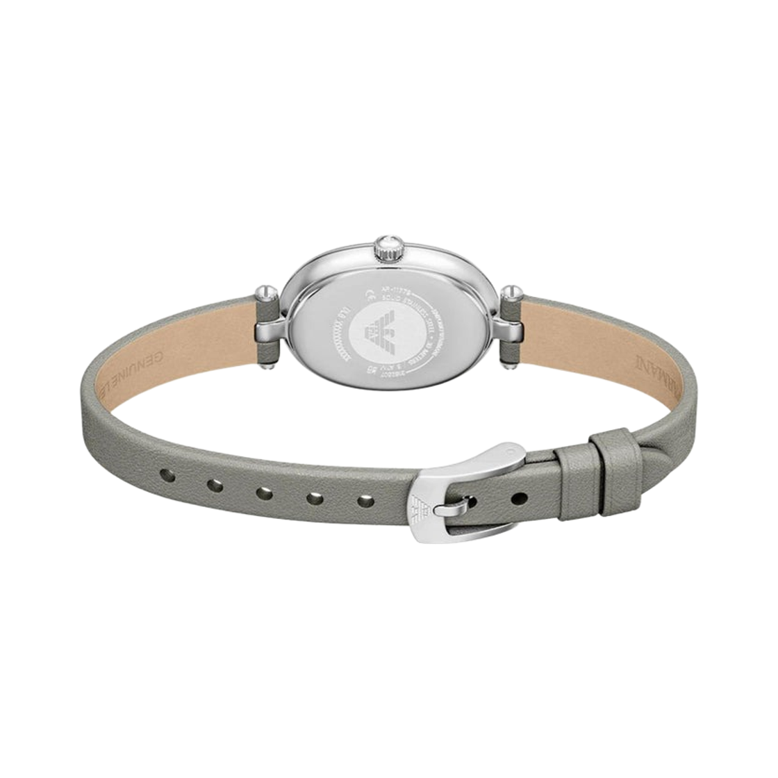 (W) 엠포리오 아르마니 쿼츠 투핸드 28mm 레더 마더 오브 펄 그레이((W) Emporio Armani Quartz Two-Hand 28mm Leather Mother of Pearl Grey) - 2