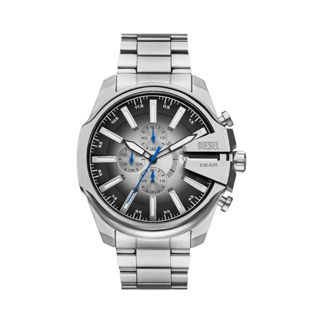 디젤 Dz4686 메가 치프 슬림 크로노그래프 쿼츠 48mm 스테인리스 스틸 실버(Diesel Dz4686 Mega Chief Slim Chronograph Quartz 48mm Stainless Steel Silver)
