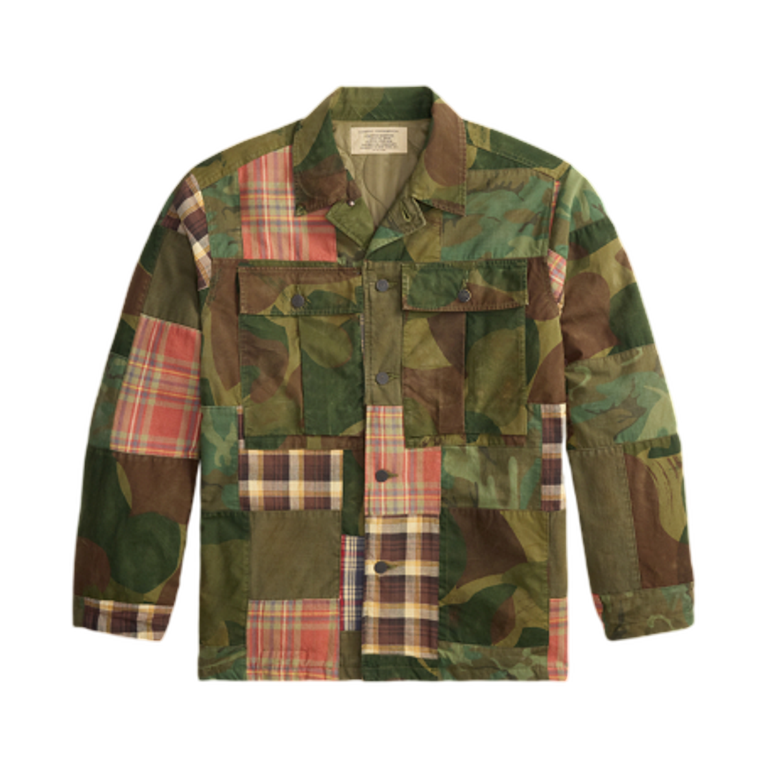 더블알엘 리미티드 에디션 패치워크 오버셔츠 카모 플레이드 패치워크(Double RL Limited Edition Patchwork Overshirt Camo Plaid Patchwork) - 1