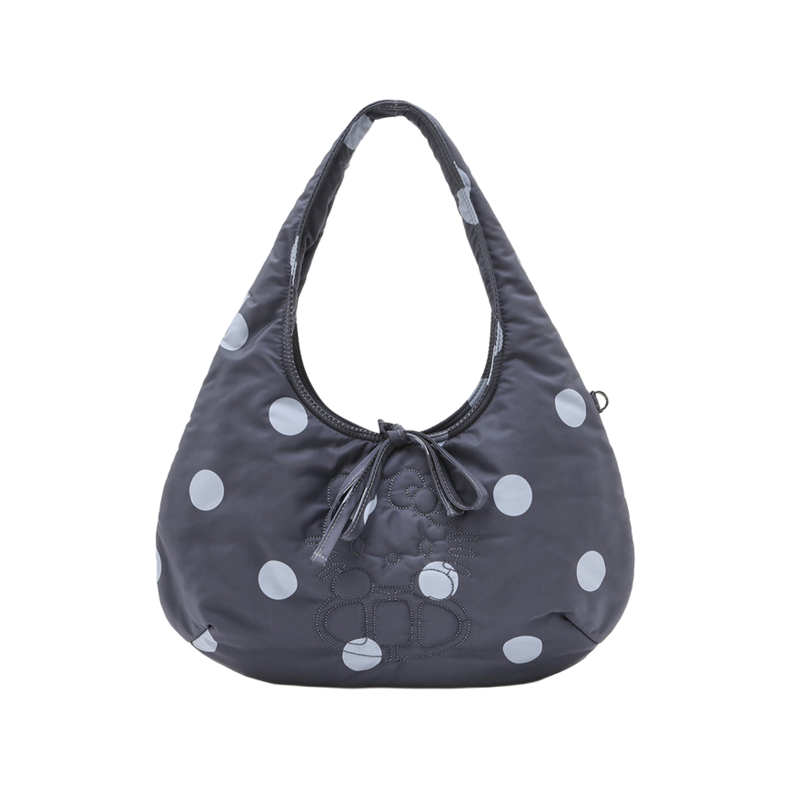 AABA6E016BK Hello Kitty x Athe Dot Gray Kitty Embroidered Shoulder Bag
