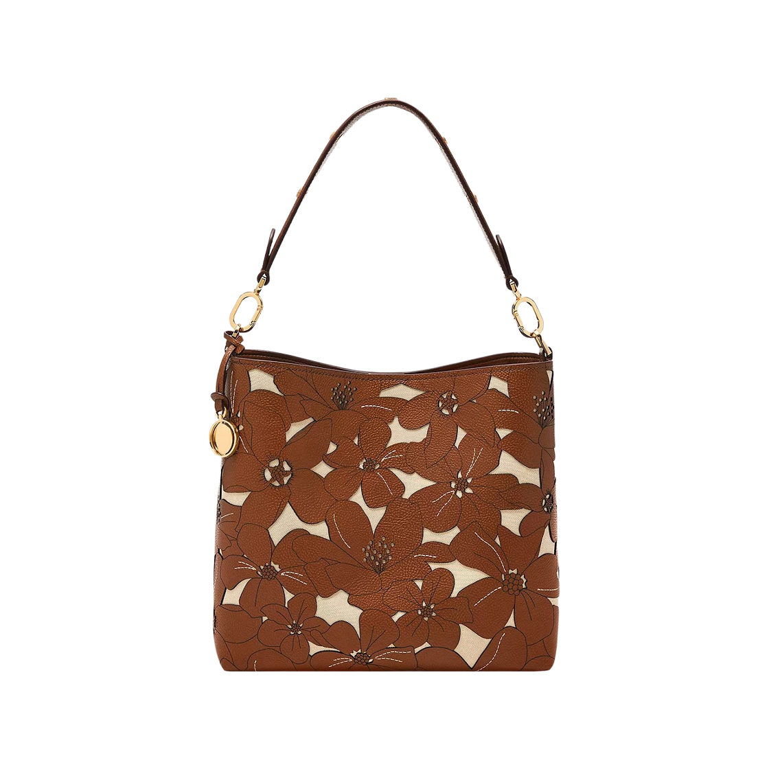 파슬 제시 레더 버킷 숄더백 플로랄 퍼포레이션(Fossil Jessie Leather Bucket Shoulder Bag Floral Perforation)