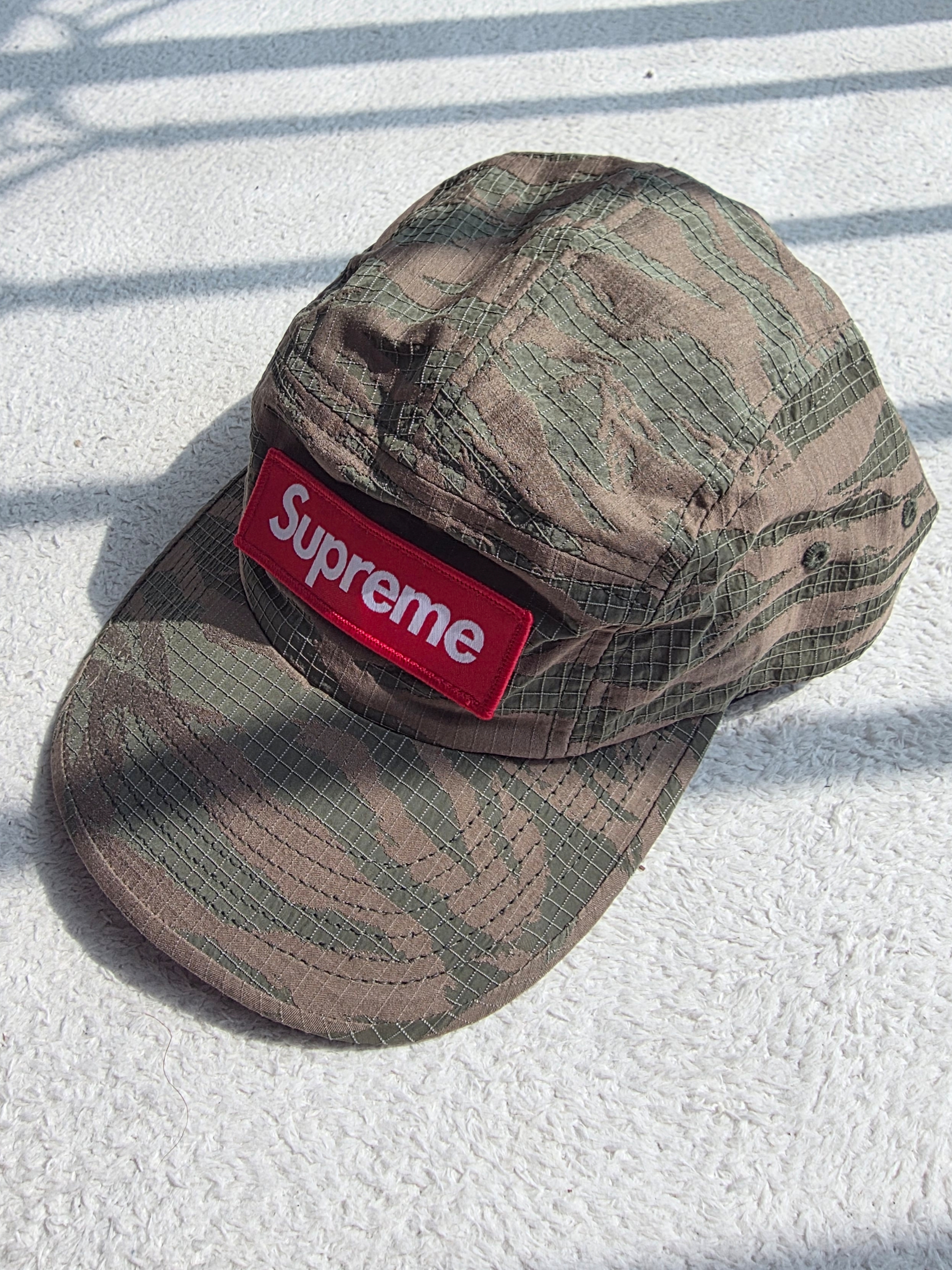 Supreme Tiger Camo Ripstop Camp Cap Olive - 26SS 착용 스타일