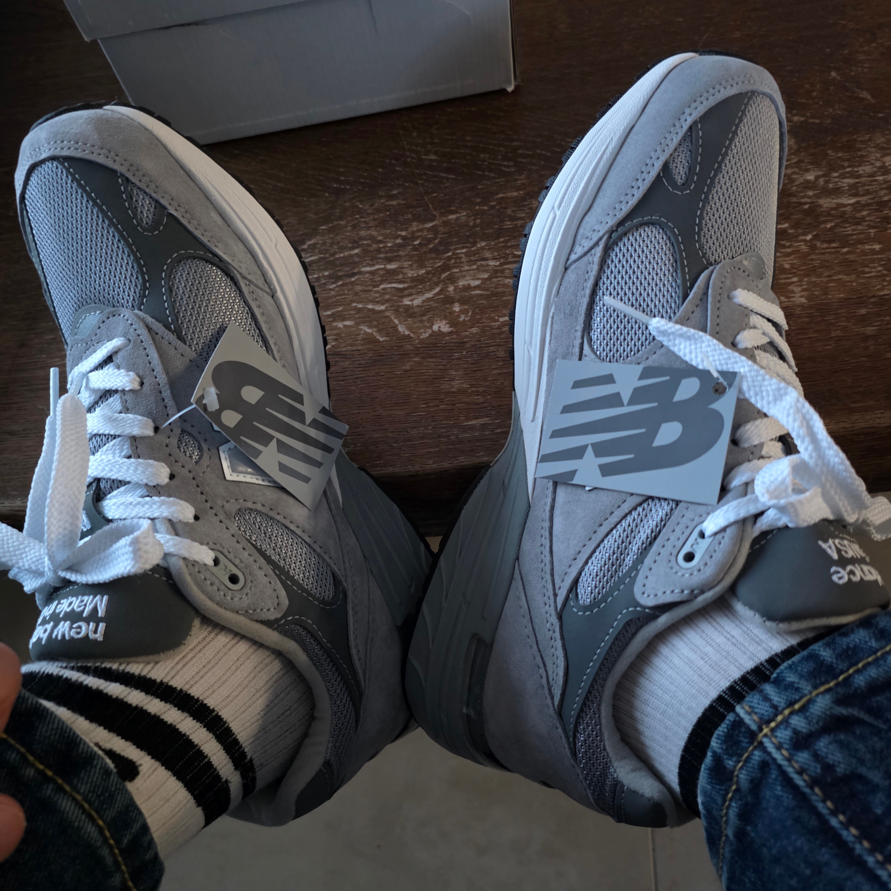 New Balance 993 Made in USA Grey - 2E Wide 착용 스타일