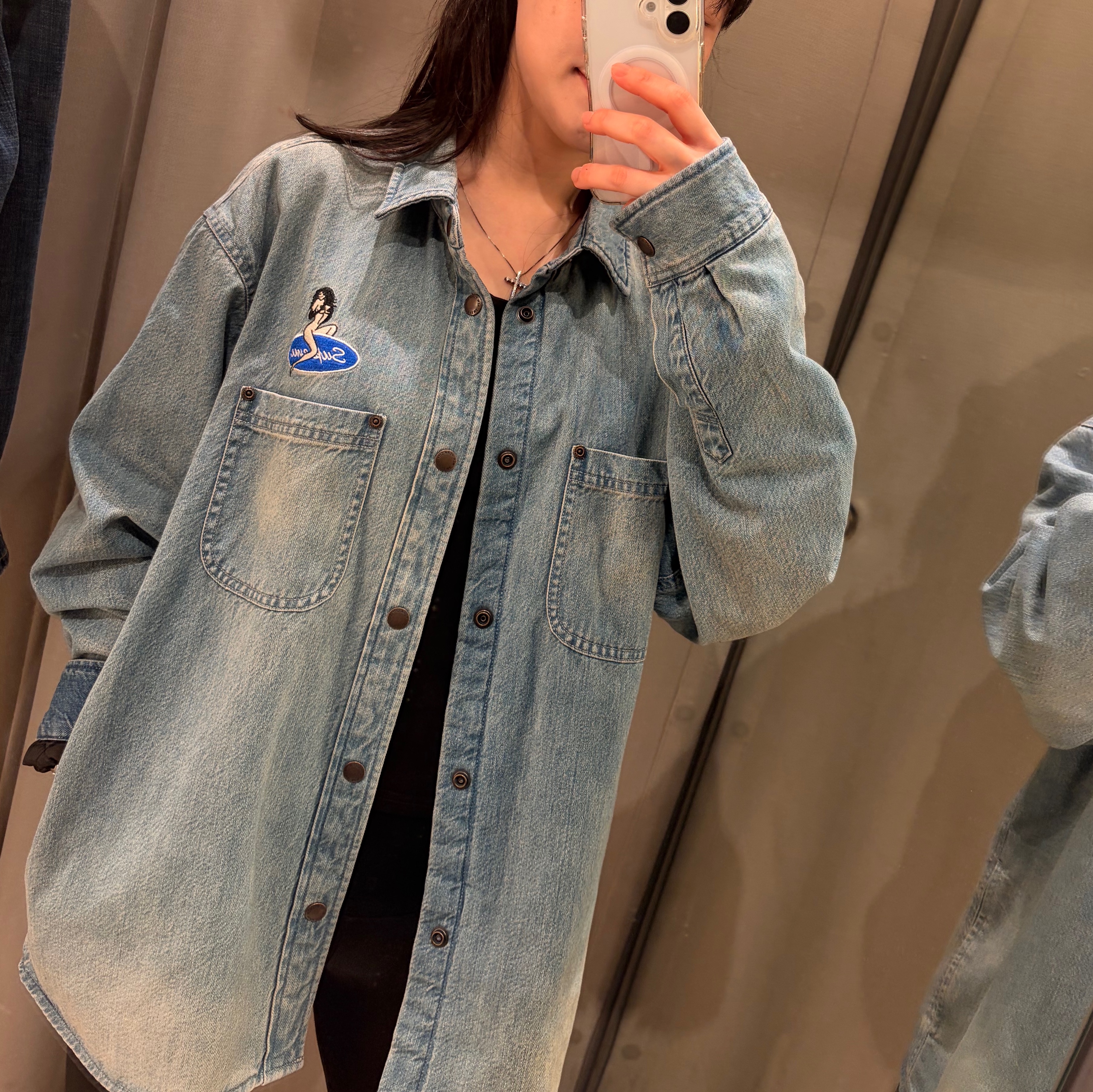 Supreme Quilted Lined Denim Snap Shirt Dirty Indigo - 26SS 착용 스타일