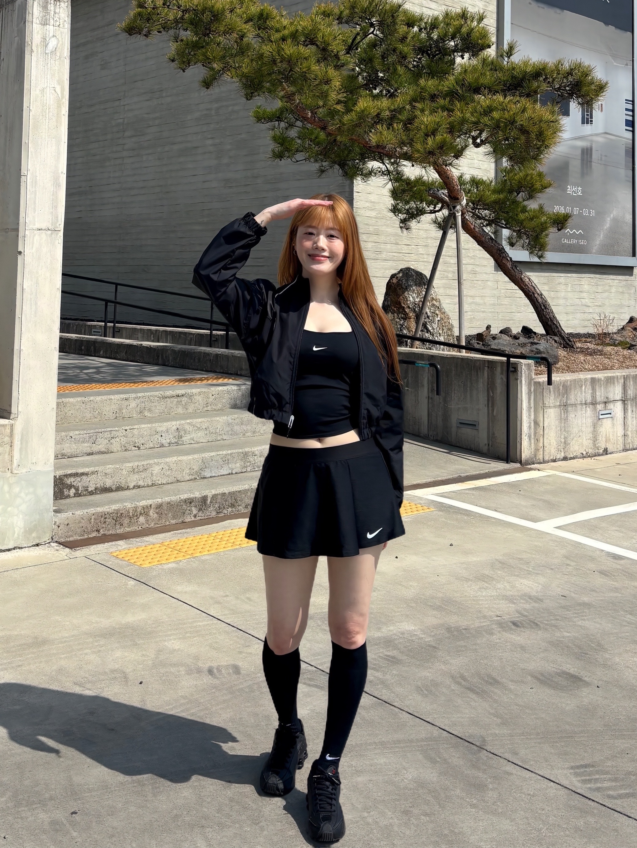 (W) Nike Shrunken Tracksuit Jacket Black, (Kids) Nike Court Dri-Fit Victory Tennis Skirt Black - US/EU 착용 스타일 - 9