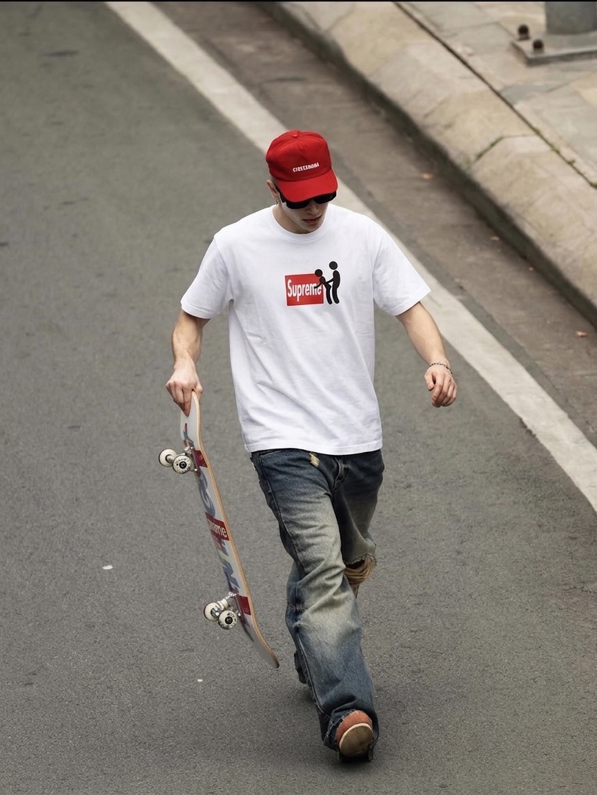 Supreme Stick T-Shirt White - 25FW 착용 스타일