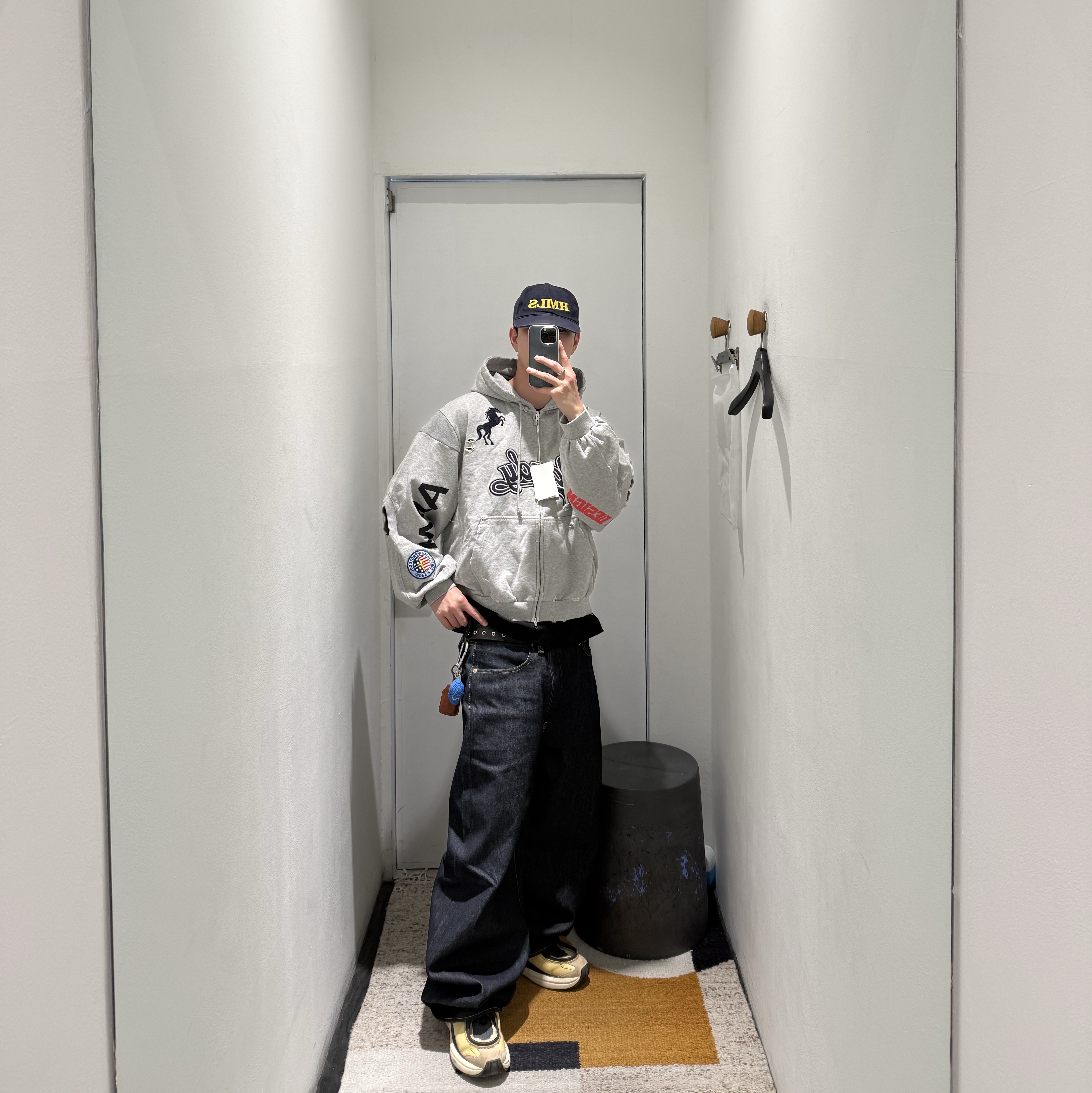 Protocol Index Reconstructed Sweatshirts Zip Hoodie Oatmeal Melange, Protocol Index x Vandy The Pink Reconstructed Sweatshirts Zip Hoodie Melange Grey 착용 스타일 - 2