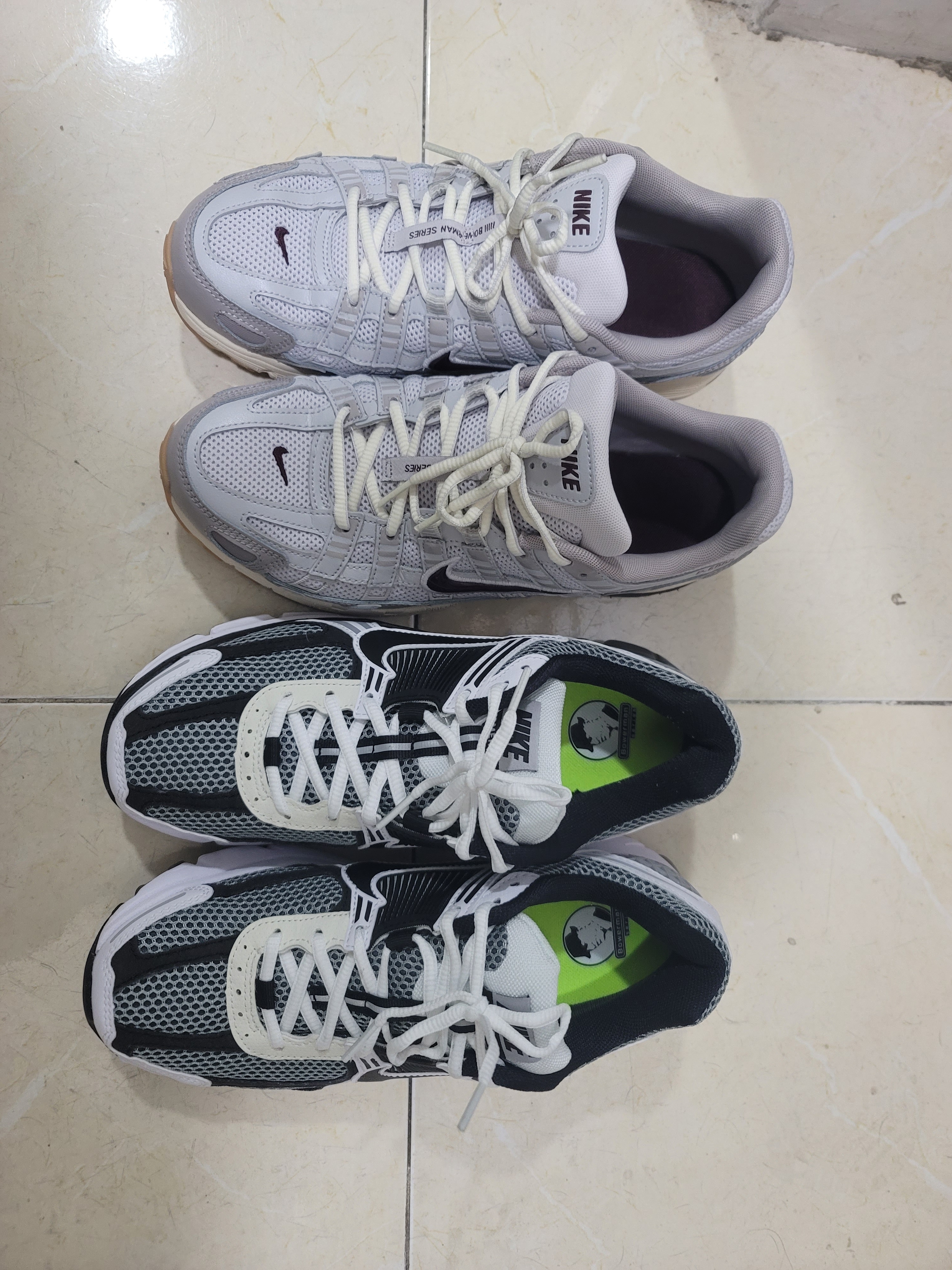 Nike Zoom Vomero 5 SE SP Dark Grey Black White, Nike P-6000 College Grey Vast Grey 착용 스타일