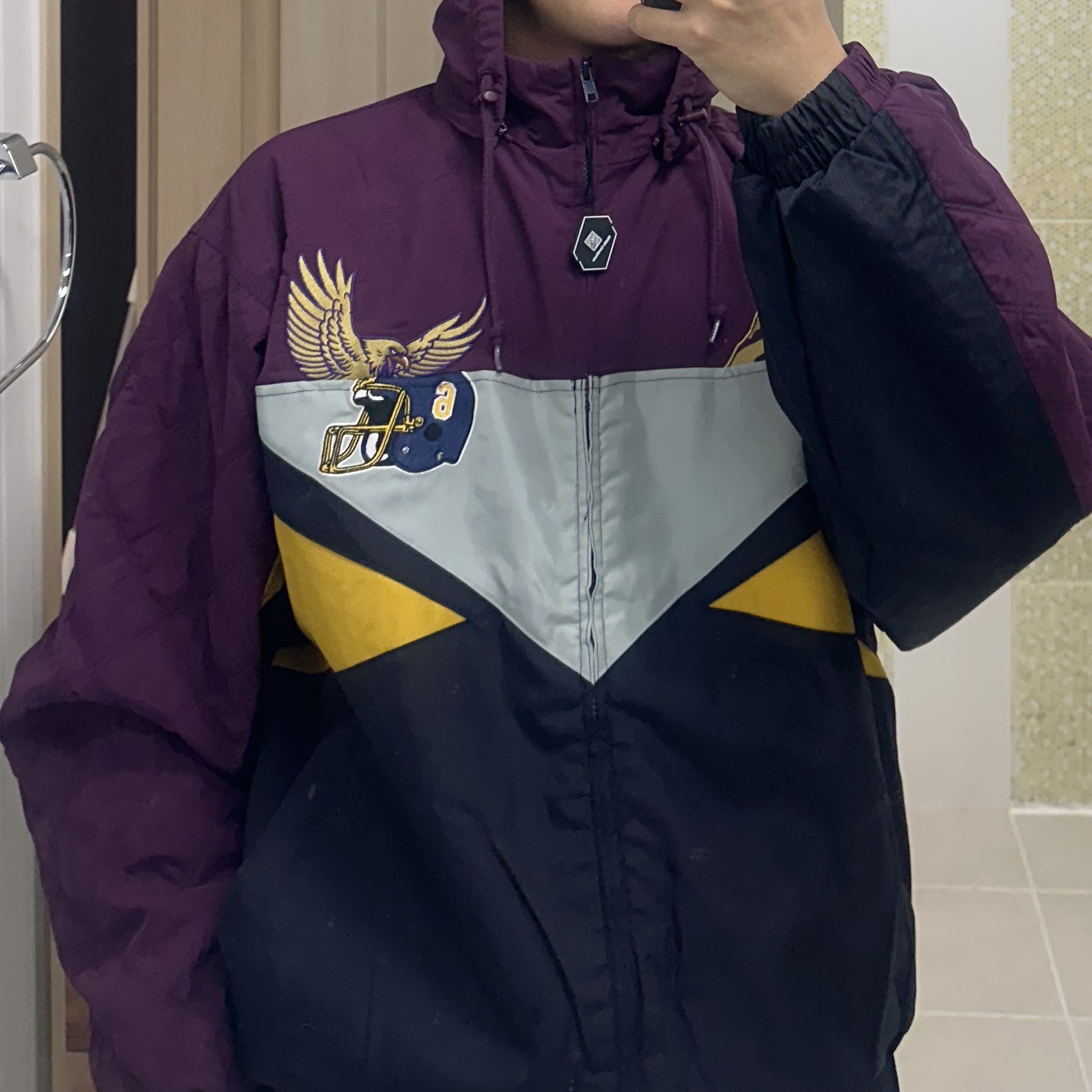 Supreme x MM6 Maison Margiela Split Stadium Jacket Navy - 26SS 착용 스타일