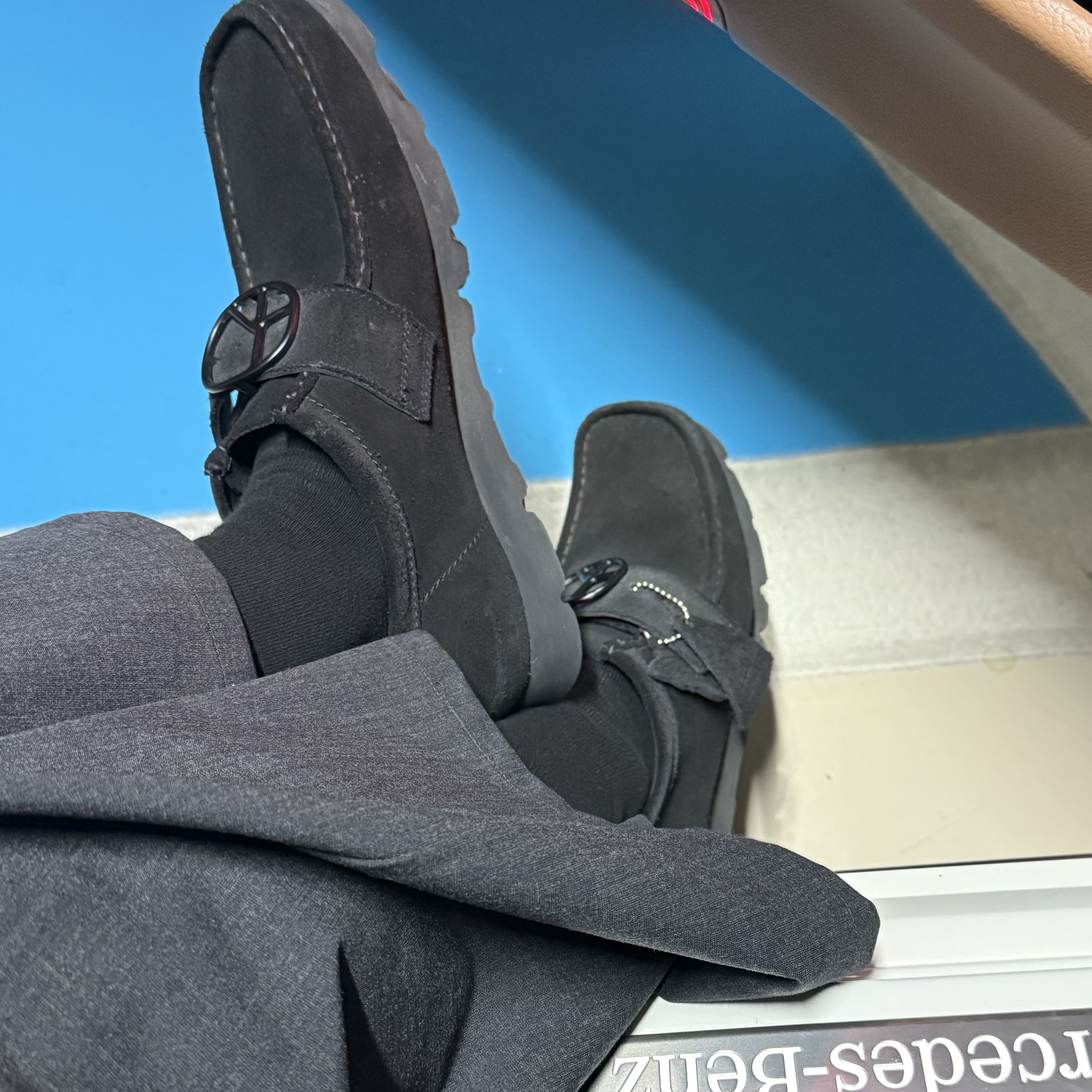 Clarks x Needles Wallabee Strap Lo Black Suede 착용 스타일