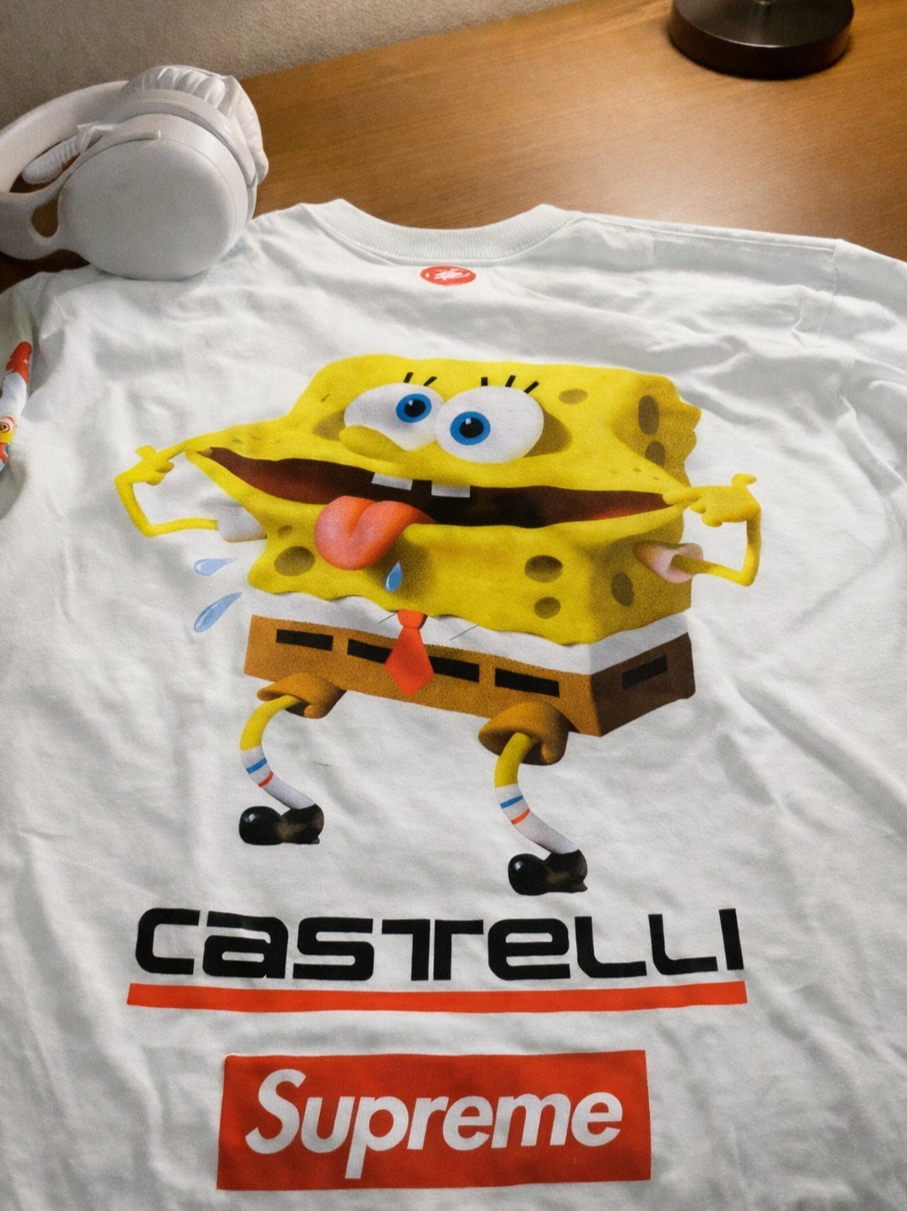 Supreme x SpongeBob SquarePants Castelli Racing L/S T-Shirt White - 25SS 착용 스타일