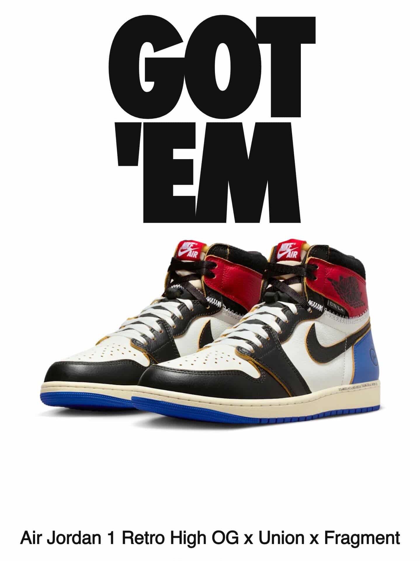 Jordan 1 x Fragment x Union LA Black and Varsity Red 착용 스타일