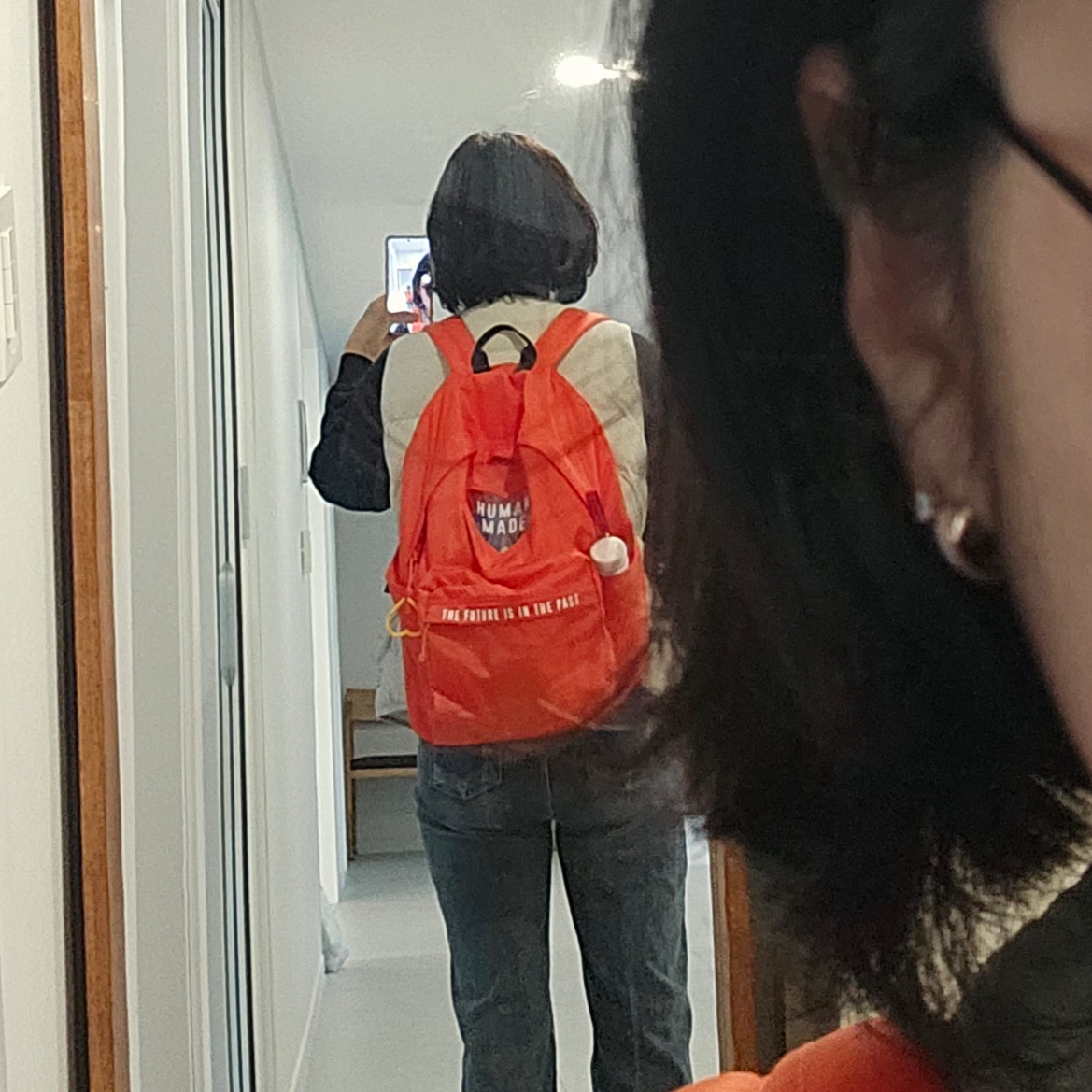 Human Made Backpack Orange, Human Made Heart Carabiner Yellow 착용 스타일 - 3