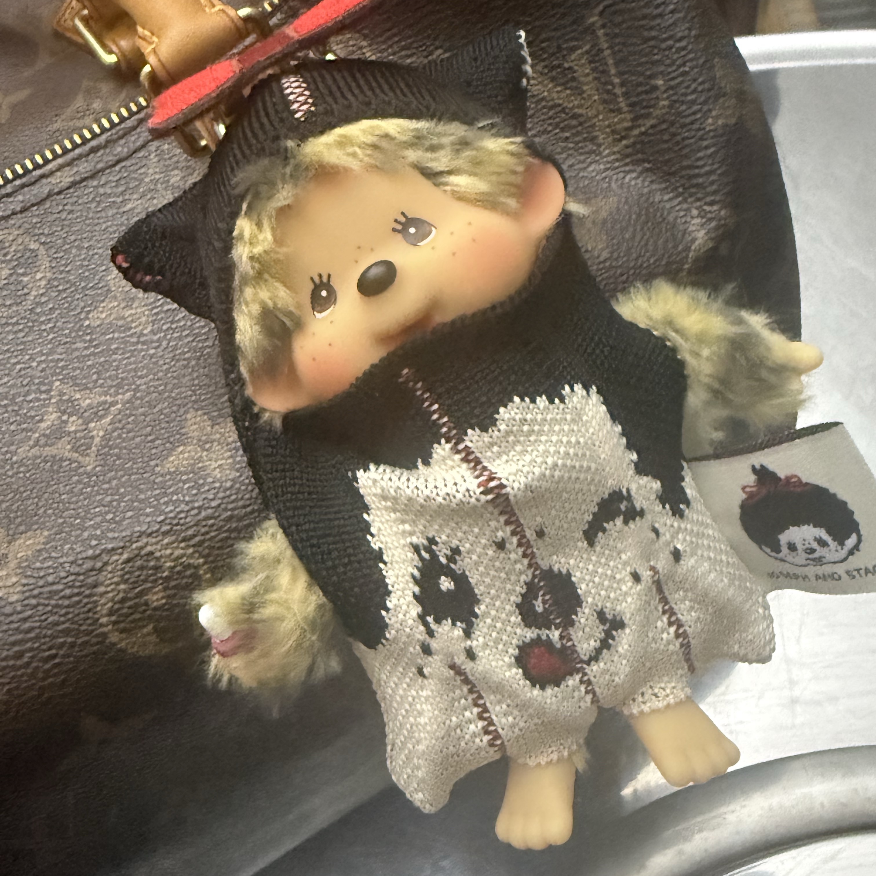 Monchhichi Colors Keychain Leopard Print 착용 스타일