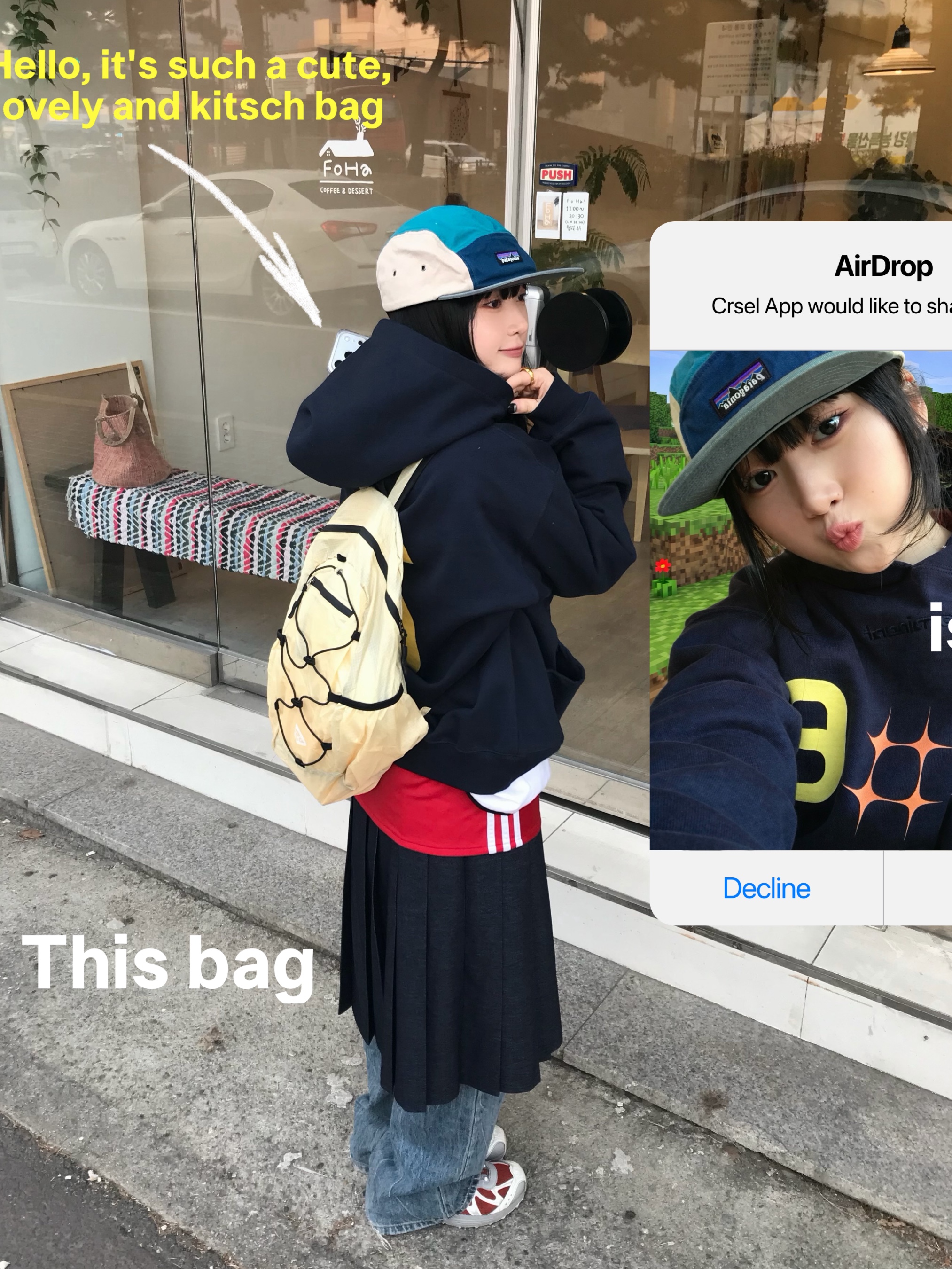 Heisan Ultra-light Compact Pocketbag V2 - Lemon (M), Patagonia Duckbill Cap Subtidal Blue 착용 스타일 - 1
