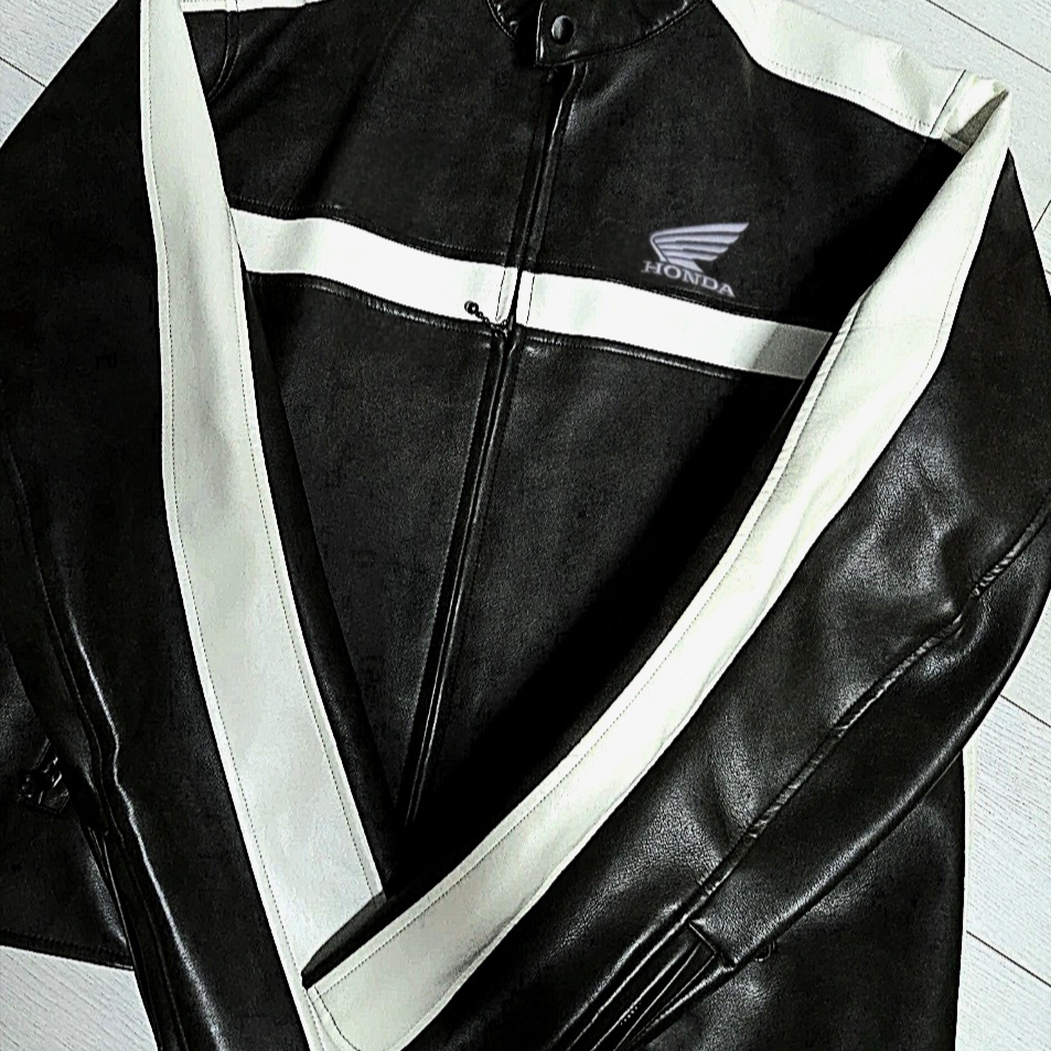Honda Engineered Leather Motorcycle Jacket Black 착용 스타일
