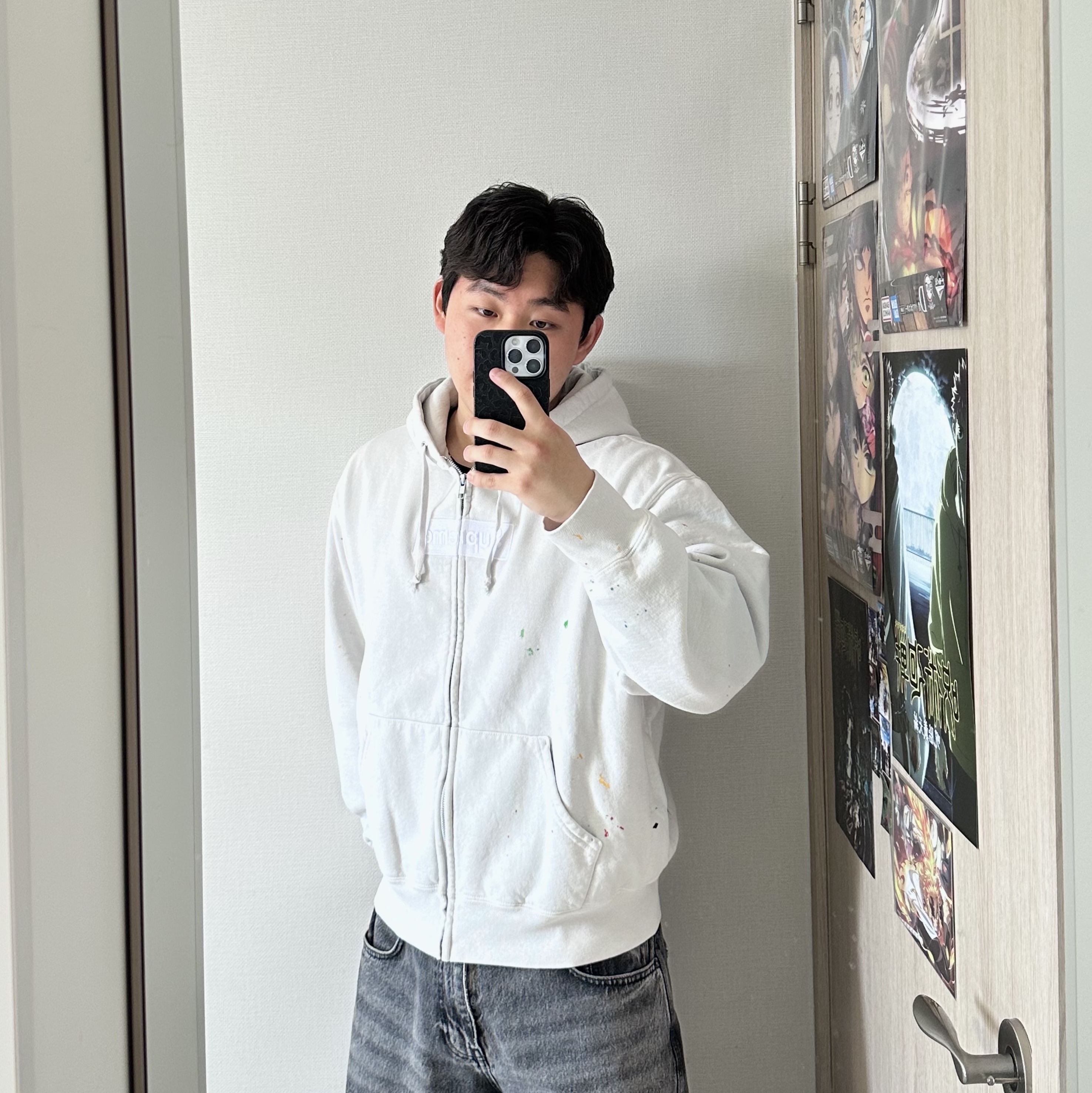 Supreme x MM6 Maison Margiela Box Logo Zip Up Hooded Sweatshirt White - 26SS ์ฐฉ์ฉ ์คํ์ผ - 2